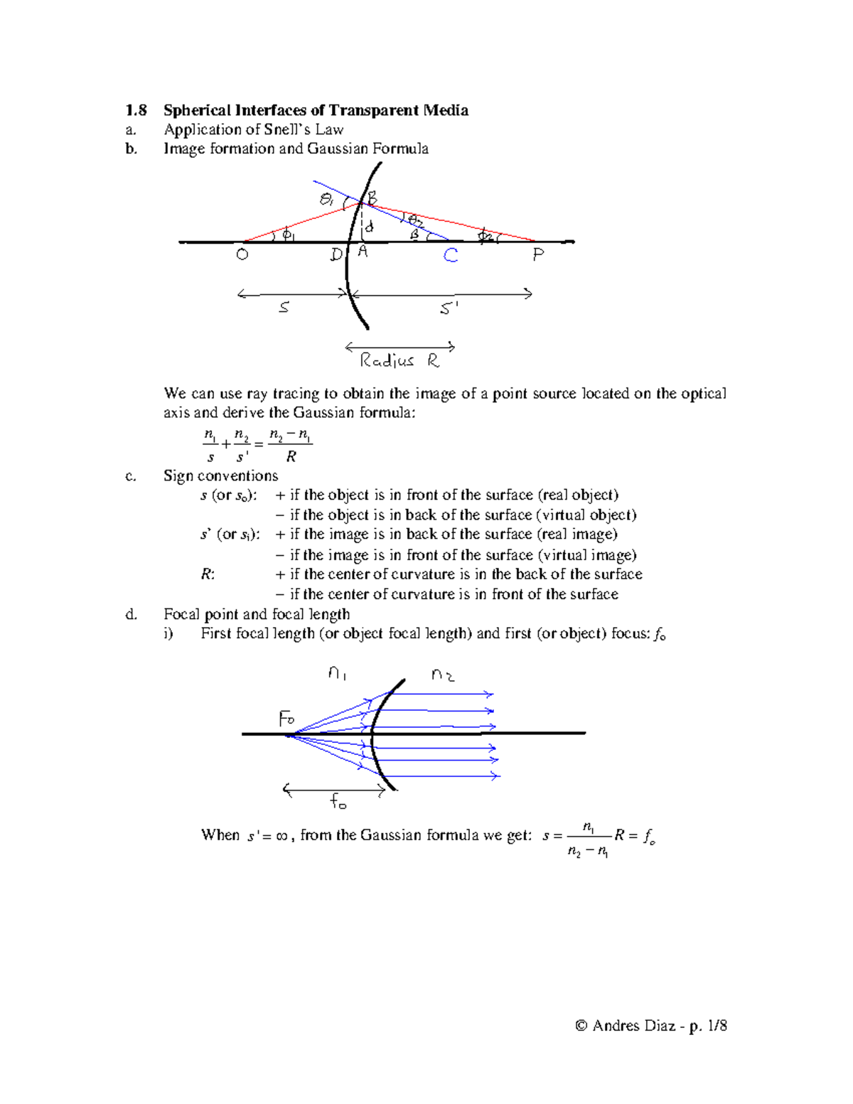 1.8_-_1.9_Geometric_Optics - 1 Spherical Interfaces of Transparent ...