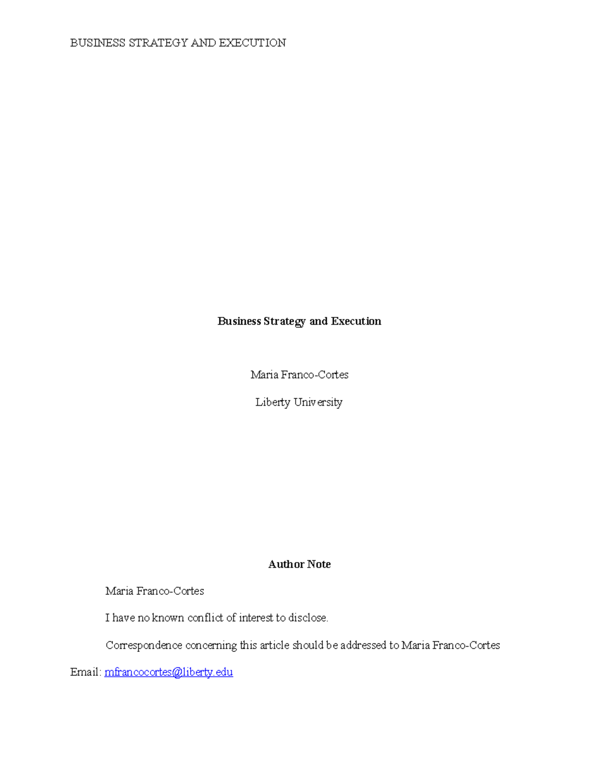 Literature Review Outline - BUSINESS STRATEGY AND EXECUTION Business ...