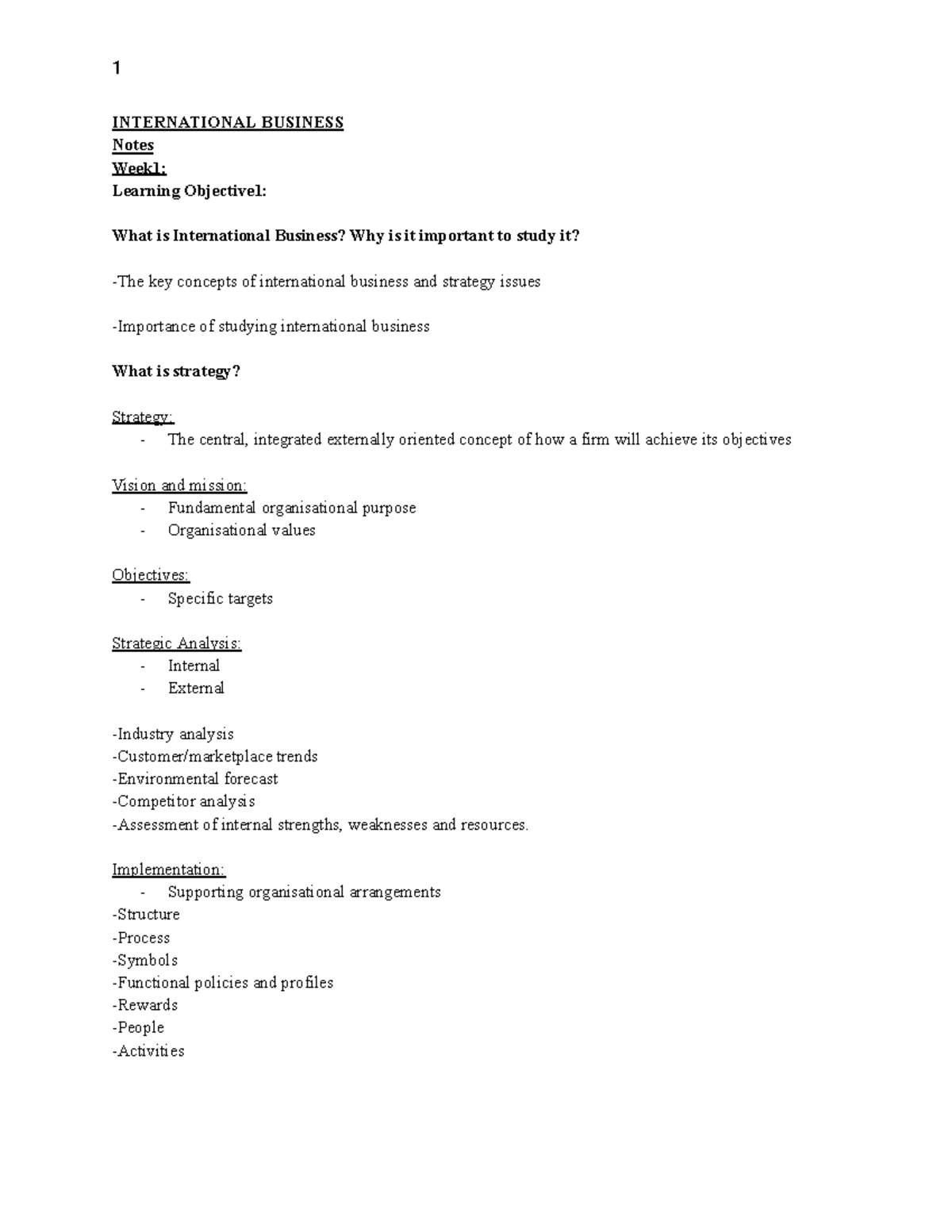 International Business Notes - INTERNATIONAL BUSINESS NotesWeek1 ...
