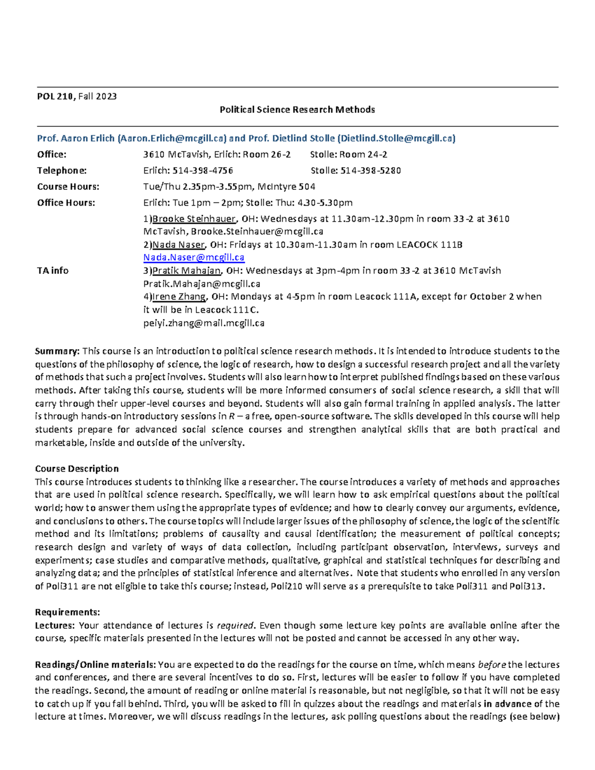 Poli 210 syllabus draft 6 - Copy - POL 210, Fall 2023 Political Science ...