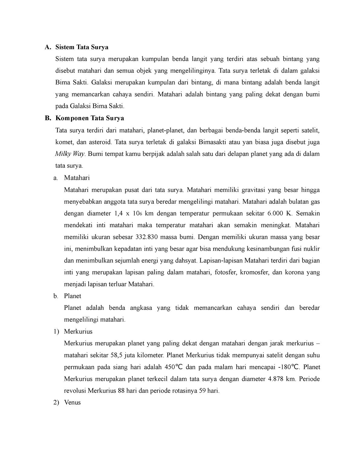 Materi Sistem Tata Surya - A. Sistem Tata Surya Sistem Tata Surya ...