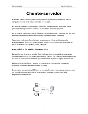 Cliente Servidor - Apuntes 3 - Cliente-Servidor Ing. Ariel Alvarez Cliente- servidor El modelo - Studocu