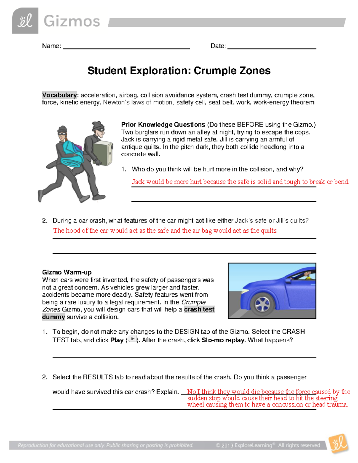 Jayden Nixon - Crumple Zones SE - Name: Date: Student Exploration ...