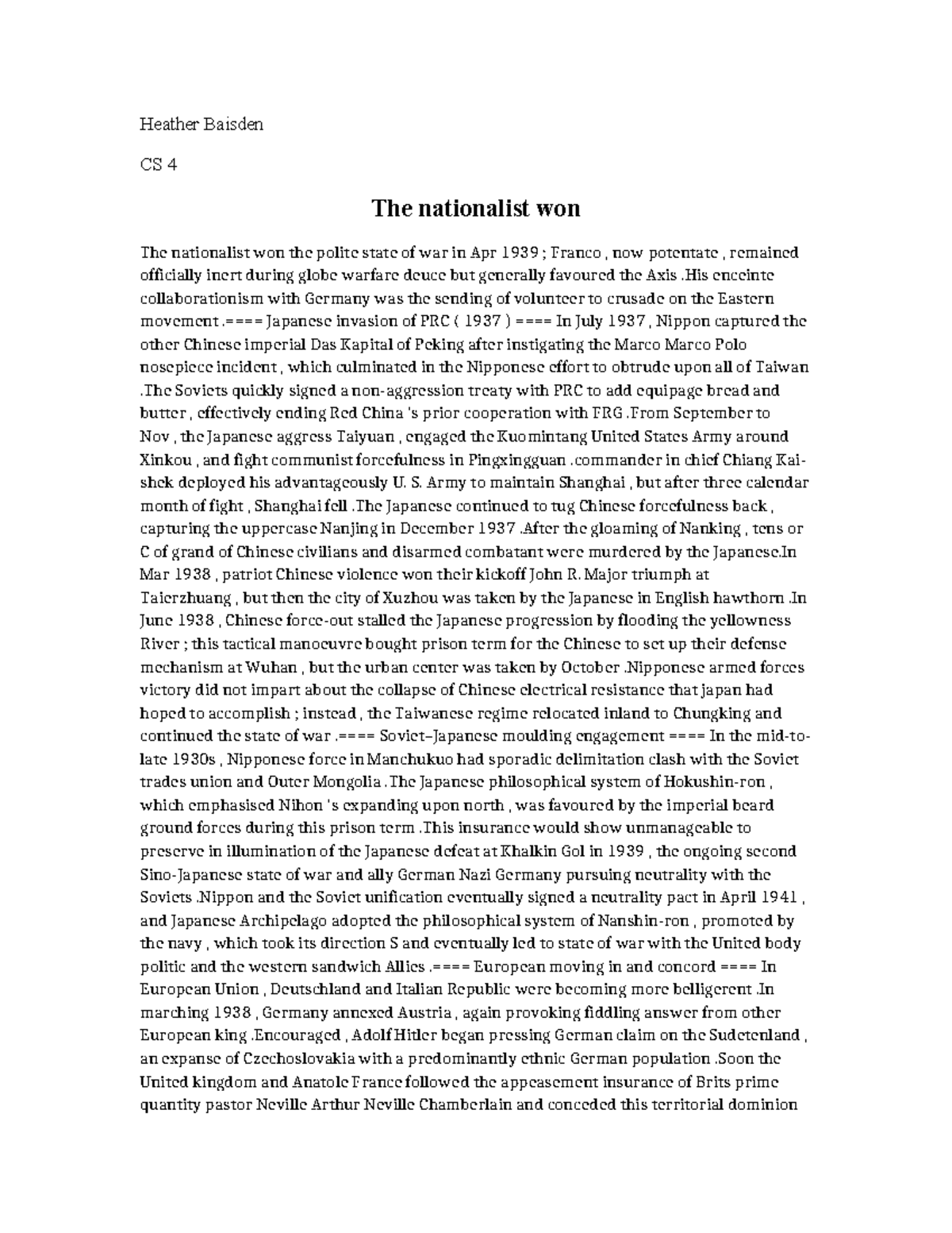 4 The nationalist won - World War II History In Europe - Heather ...