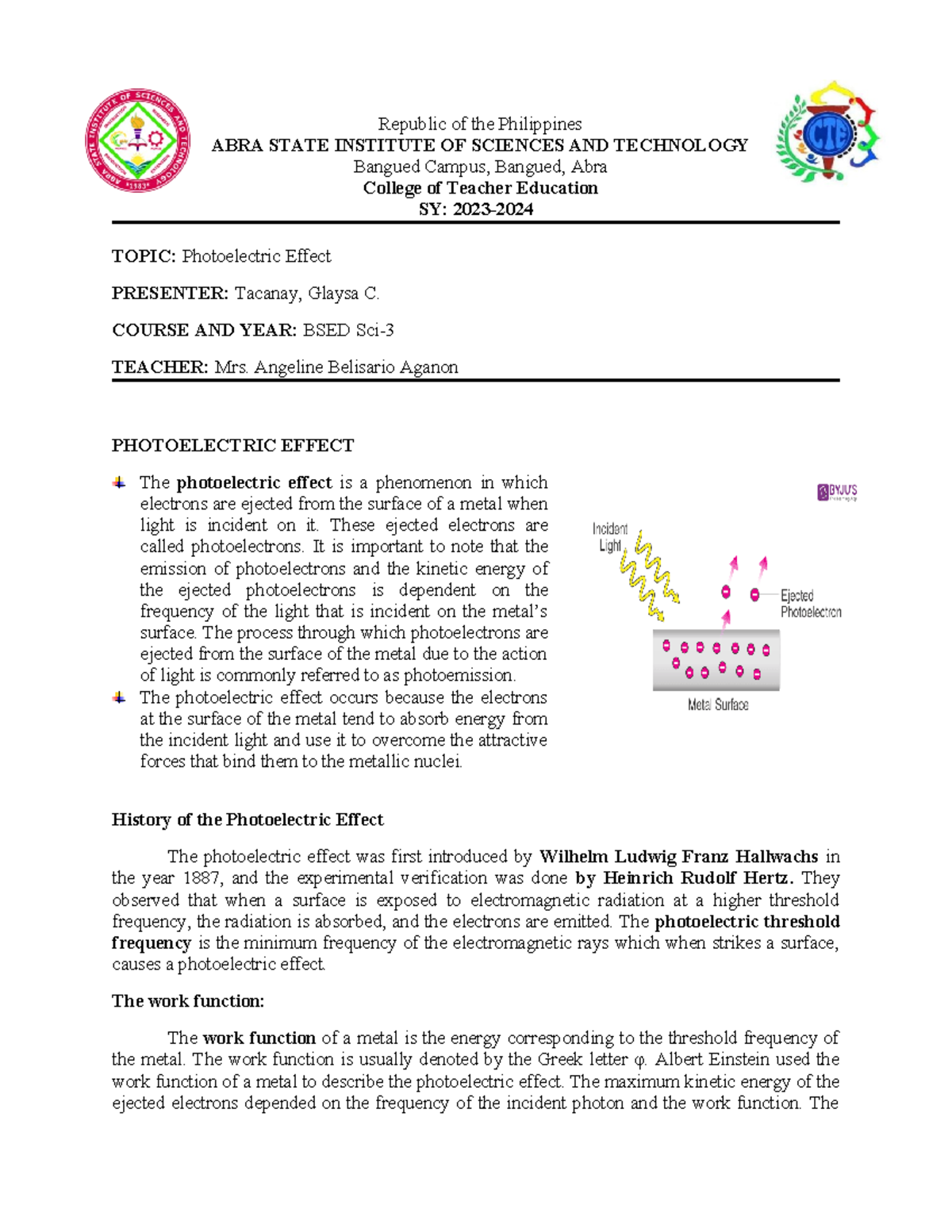 Photoelectric Effect - HARD COPY - Republic of the Philippines ABRA ...