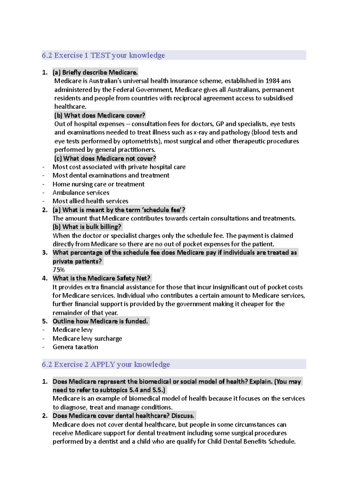 Chapter 6 Questions 6 Exercise 1 TEST your knowledge (a) Briefly