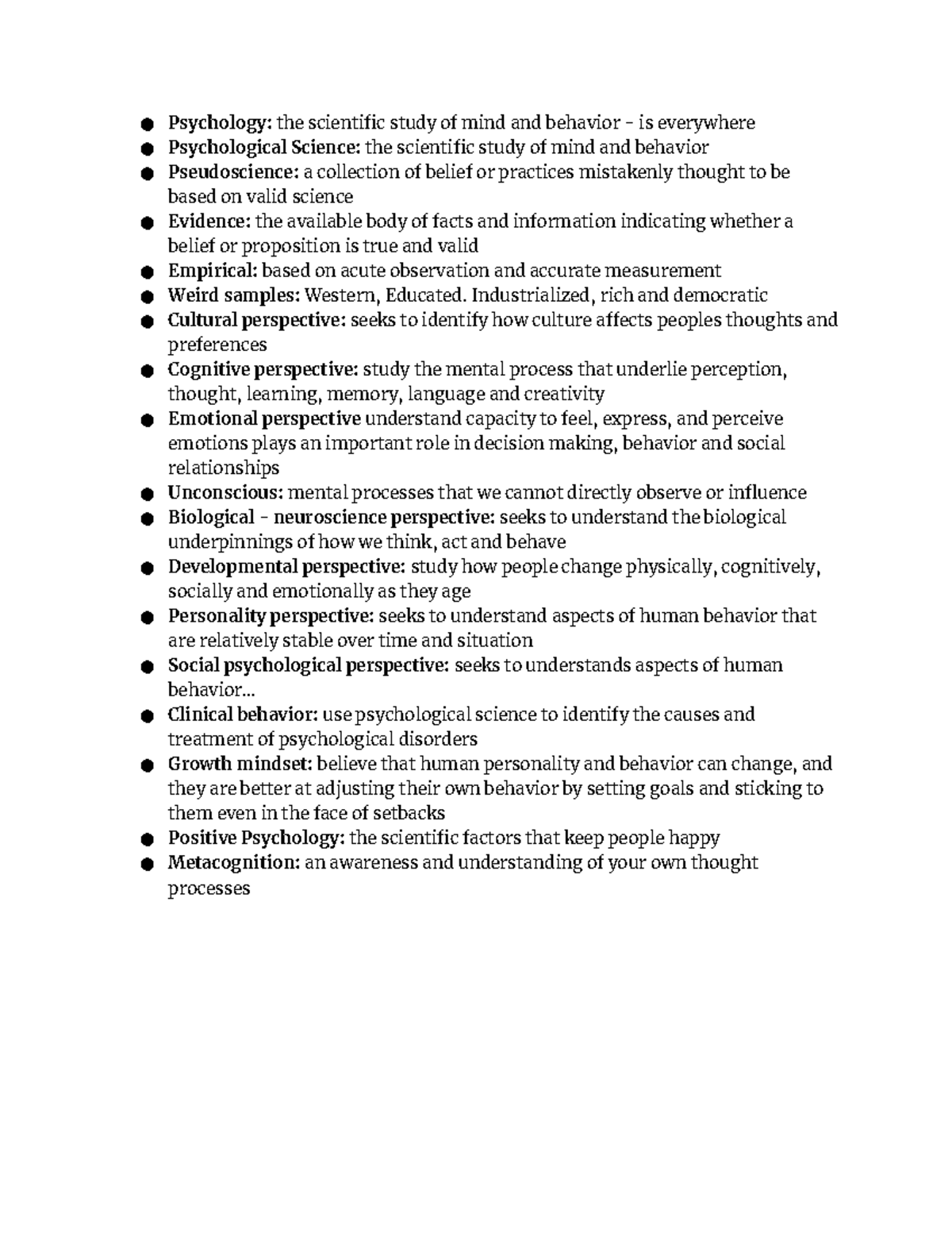 Week 1 chapter 1 - Prof Hazeltine - Psychology: the scientific study of ...