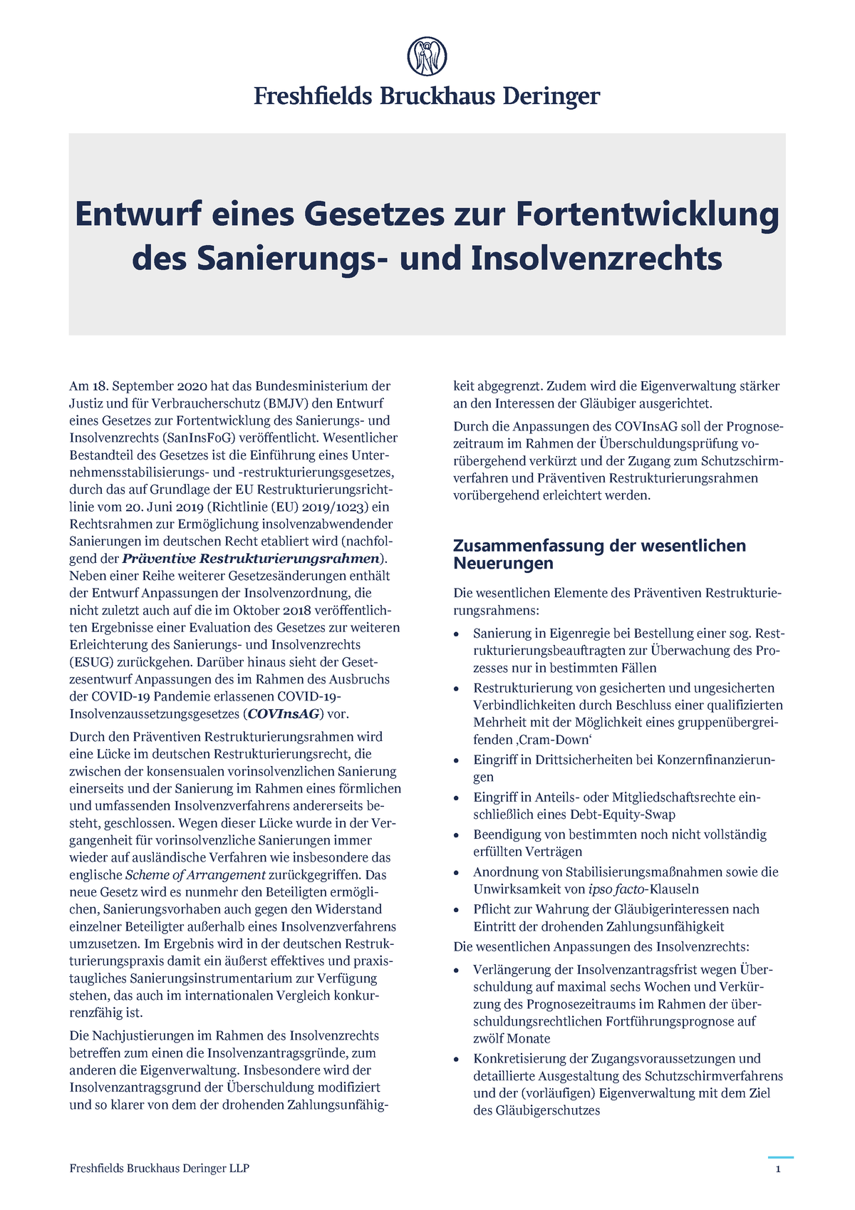 Client Alert - Entwurf Eines Gesetzes Zur Fortentwicklung Des ...