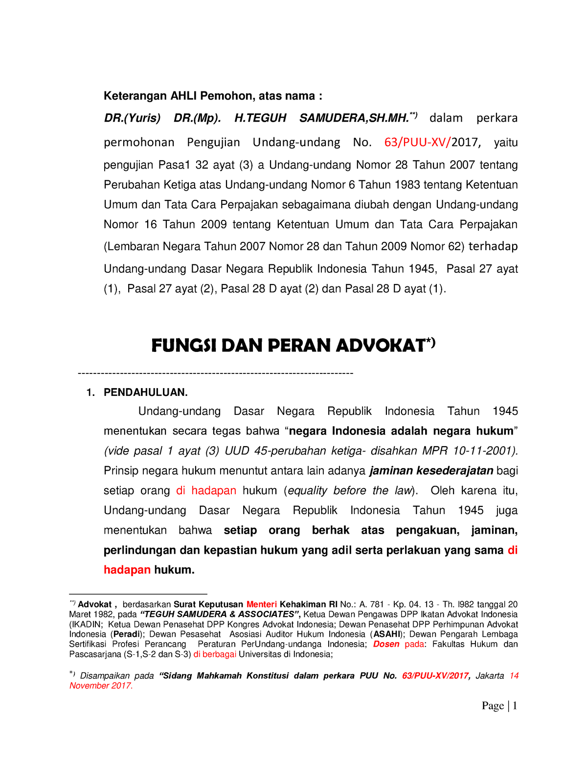 Fungsi DAN Peran Advokat - Administrative Law - UGM - Studocu