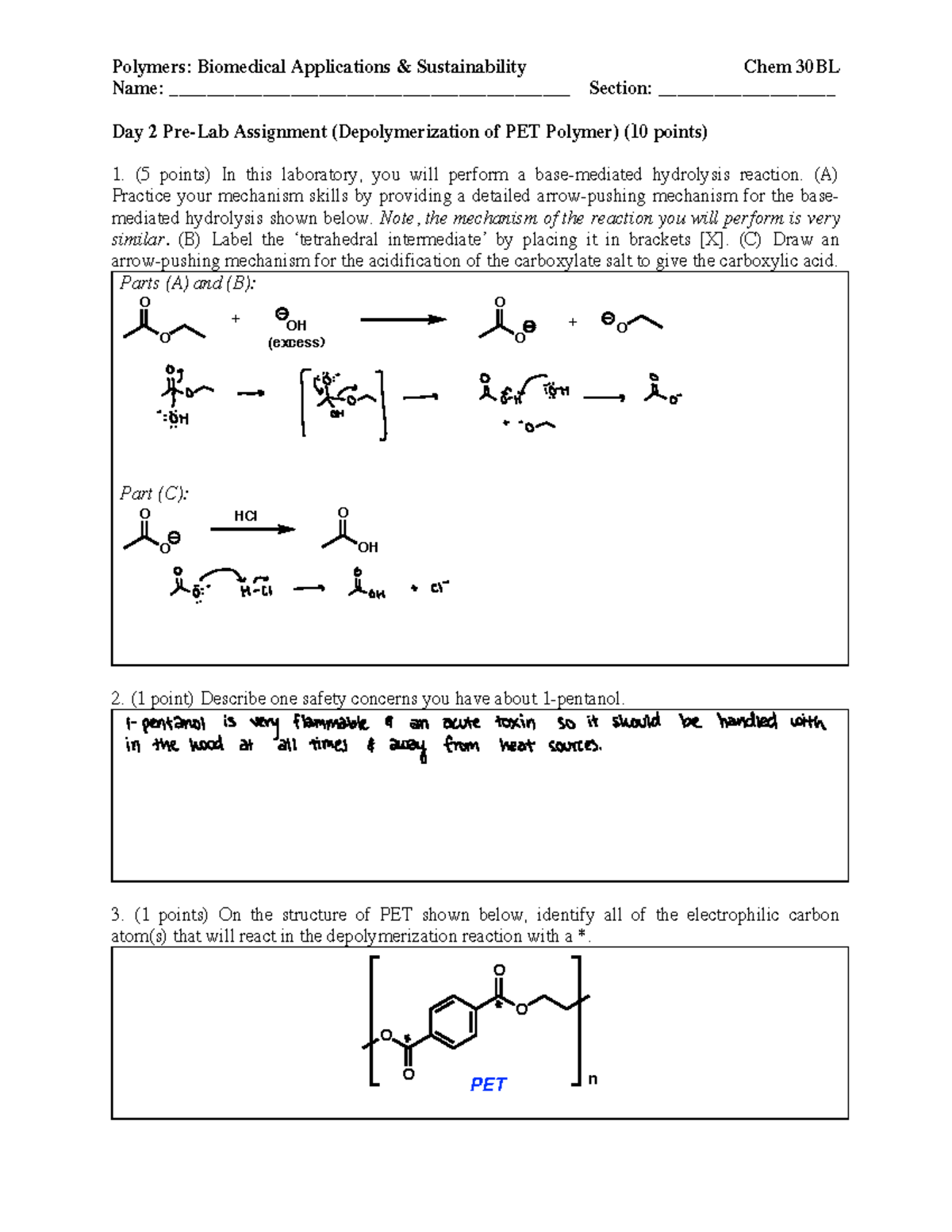 Depolymerization Prelab - Polymers: Biomedical Applications ...