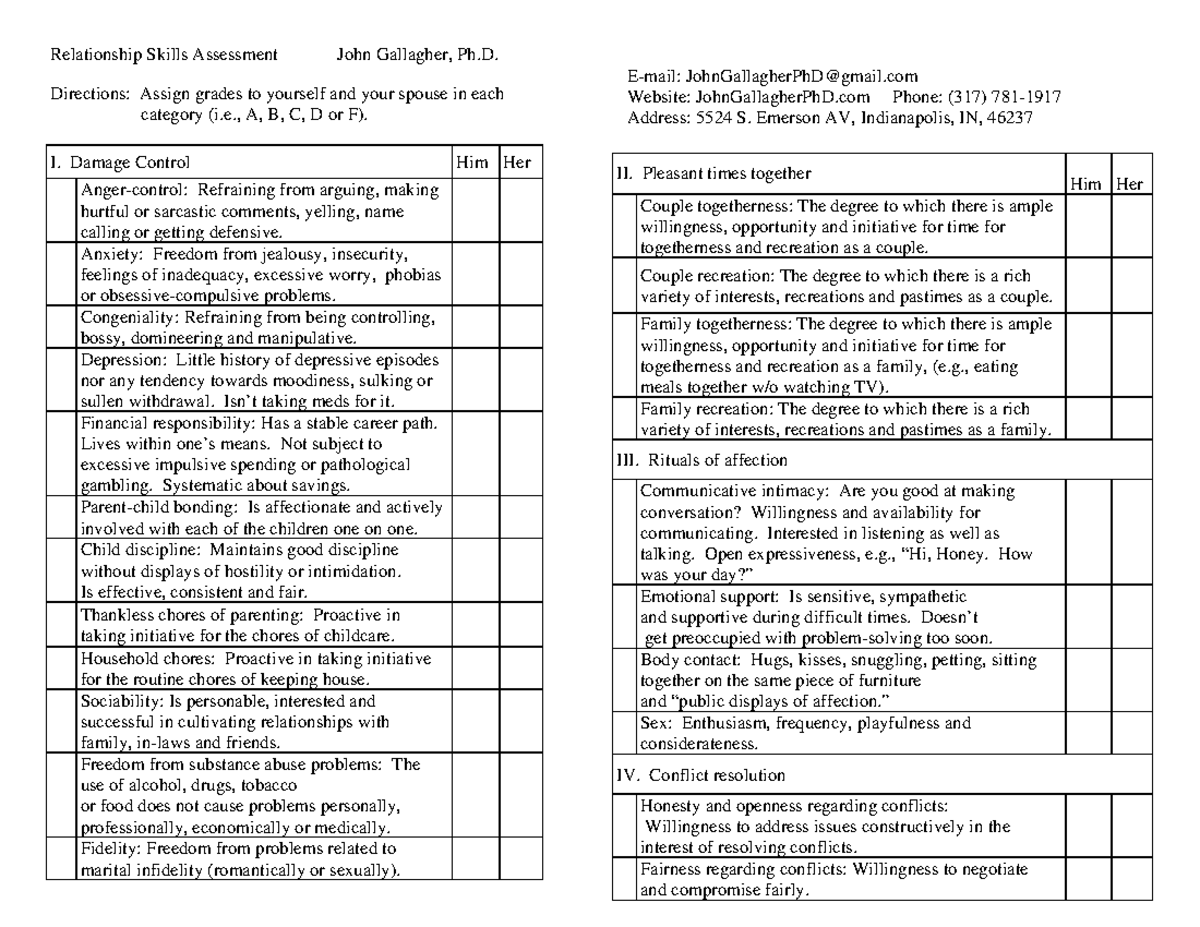 Relationship-Skills-Assessment - Relationship Skills Assessment John ...