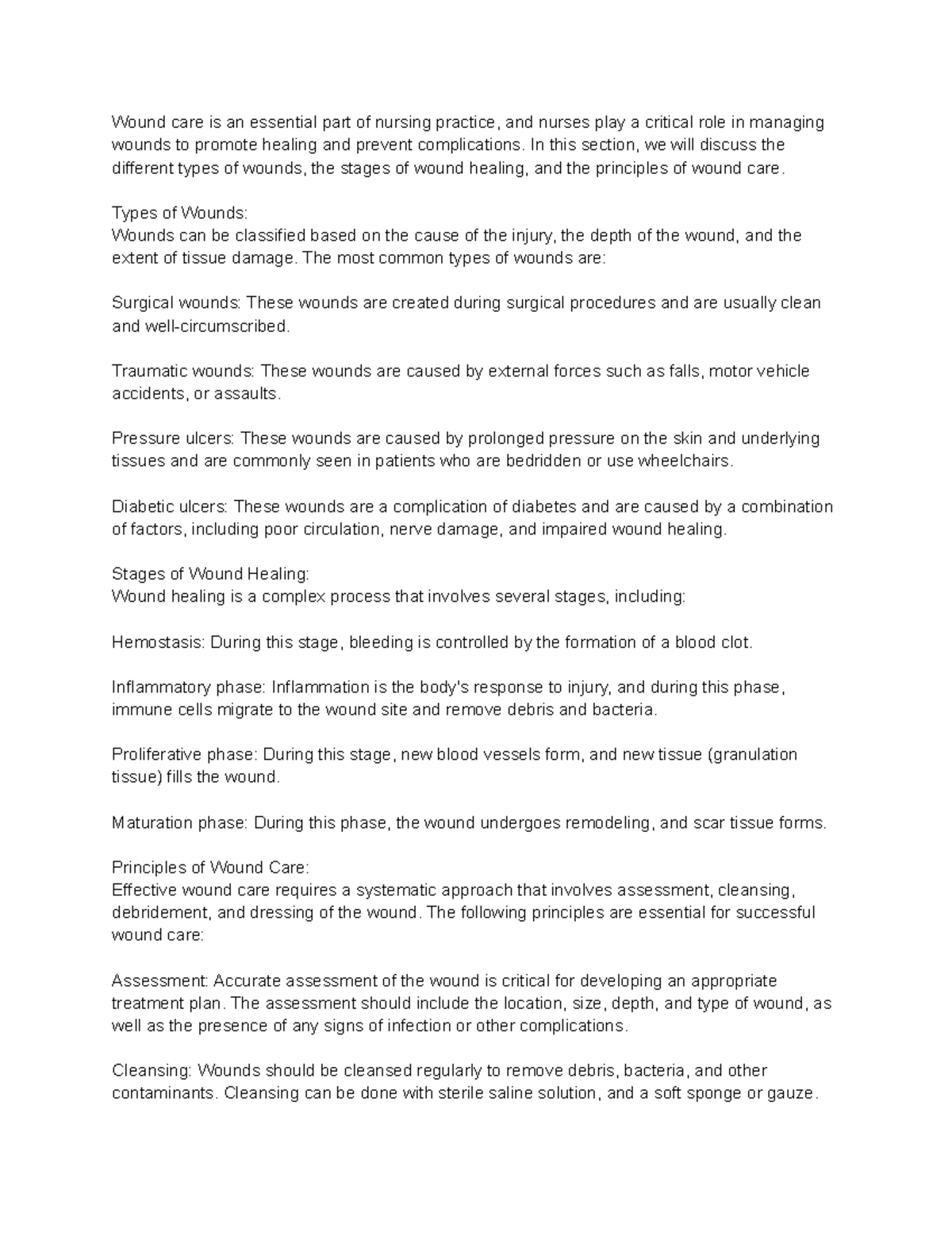 Wound Care - Wound care is an essential part of nursing practice, and ...