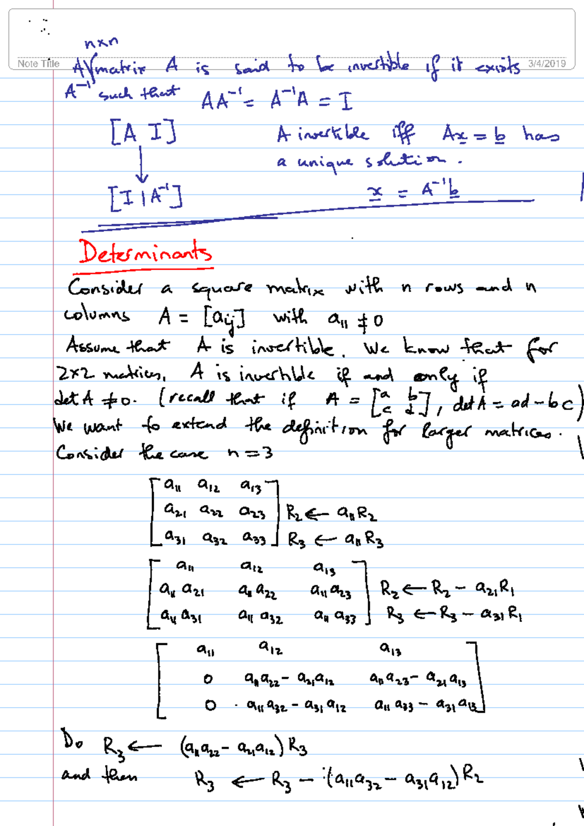 MATH132lecture Notes W 5Det - MATH132H1 - Studocu