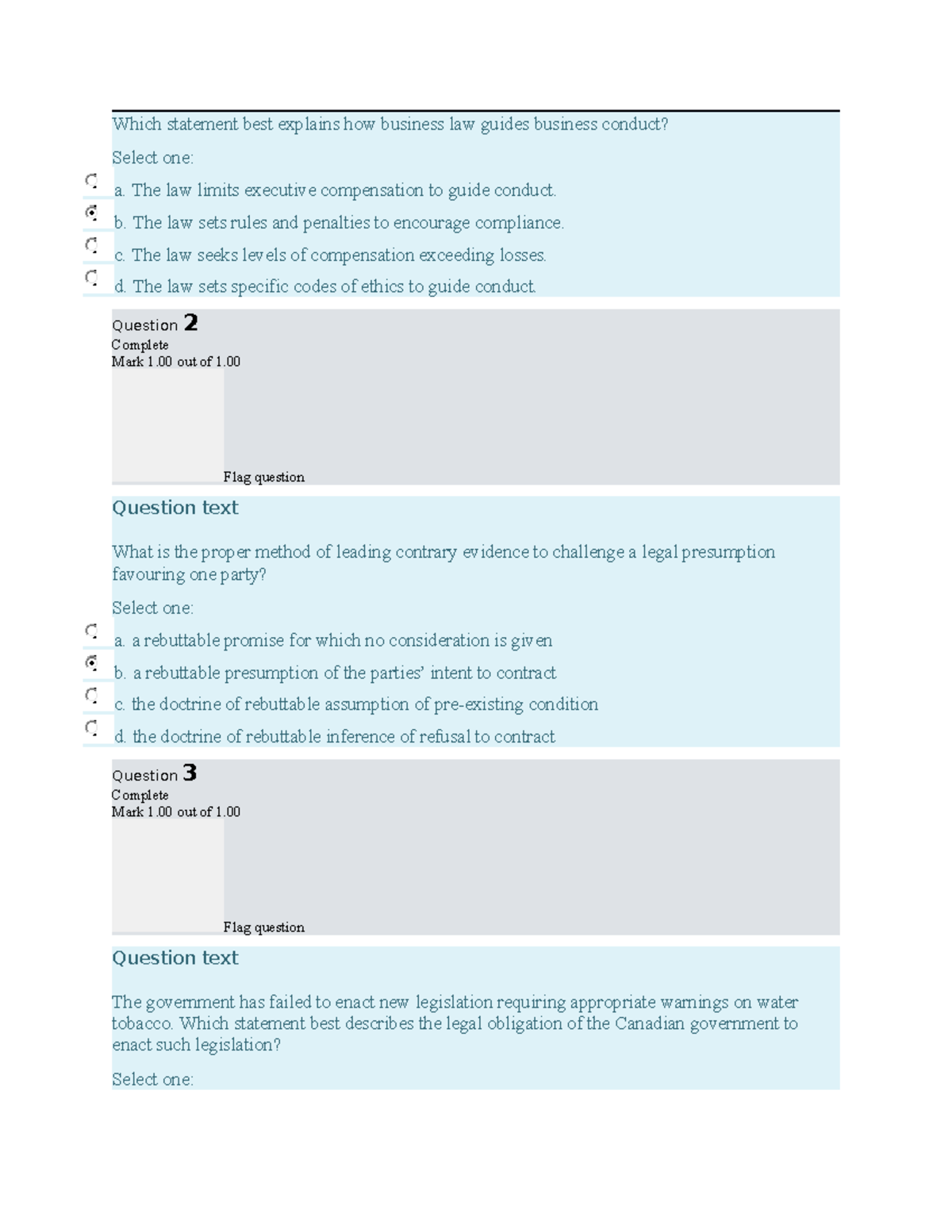 Blaw2601 midtem - midterm exam answers - Busi 2601 - Carleton - Studocu