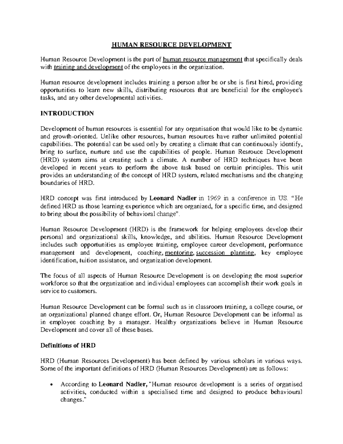 1420 - brief note about the human resource management. And very ...