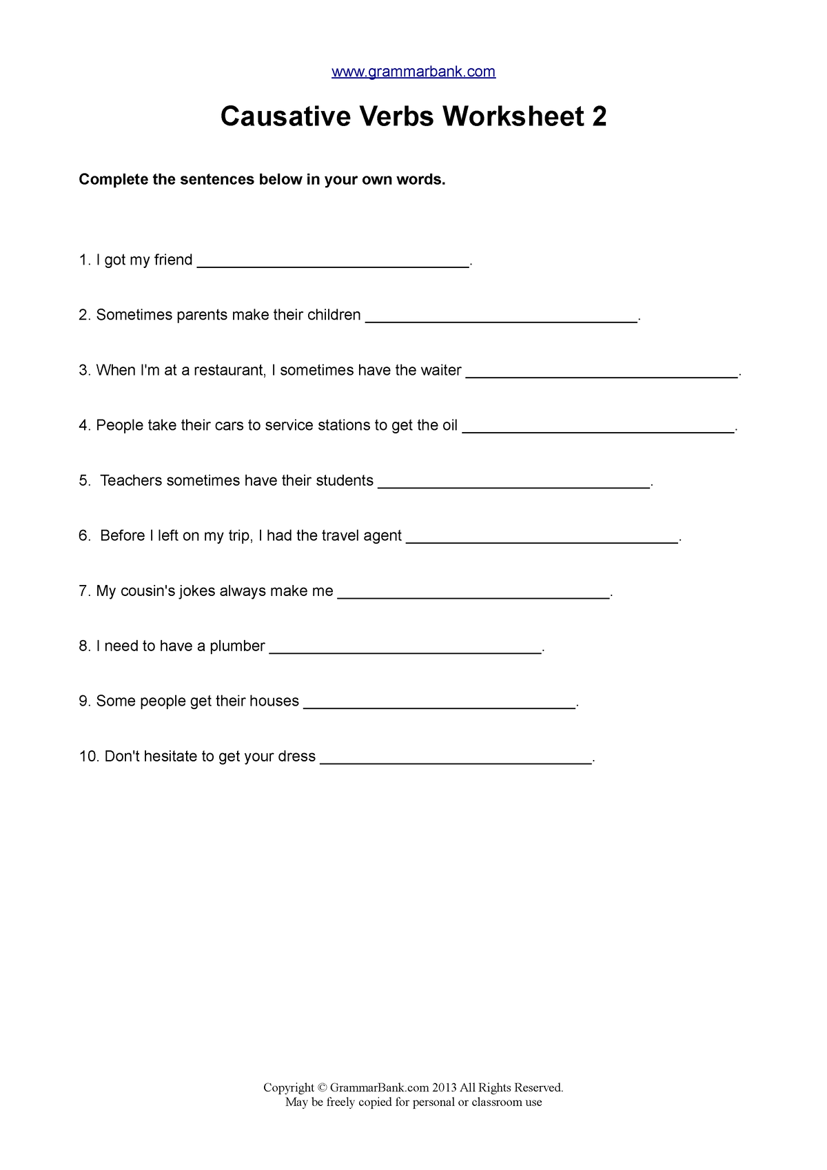 Causative-verbs-2 - Extra - Grammarbank Causative Verbs Worksheet 2 ...