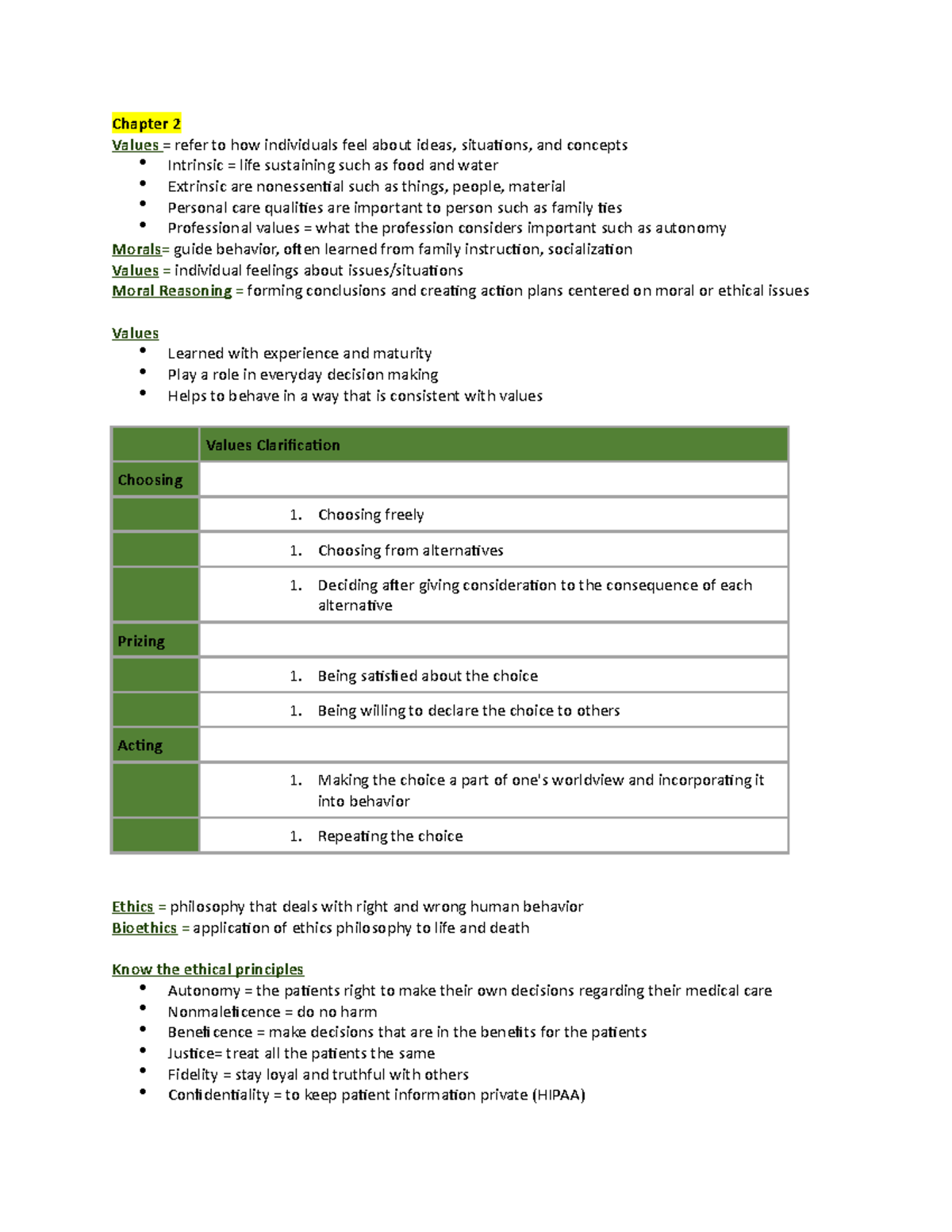 Exam 1 Study Guide - Chapter 2 Values = refer to how individuals feel ...