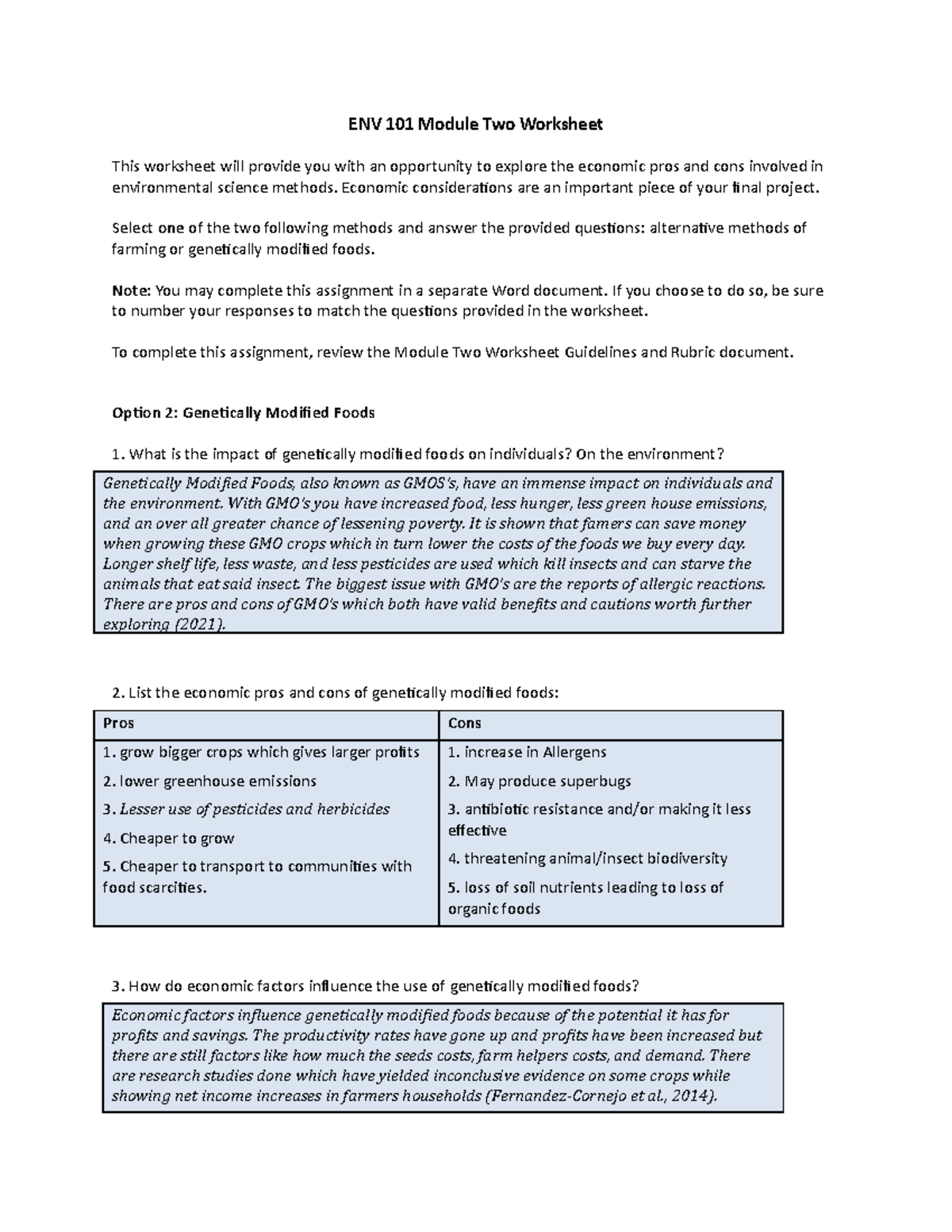 Sub My ENV 101 Module Two Worksheet - ENV 101 Module Two Worksheet This ...