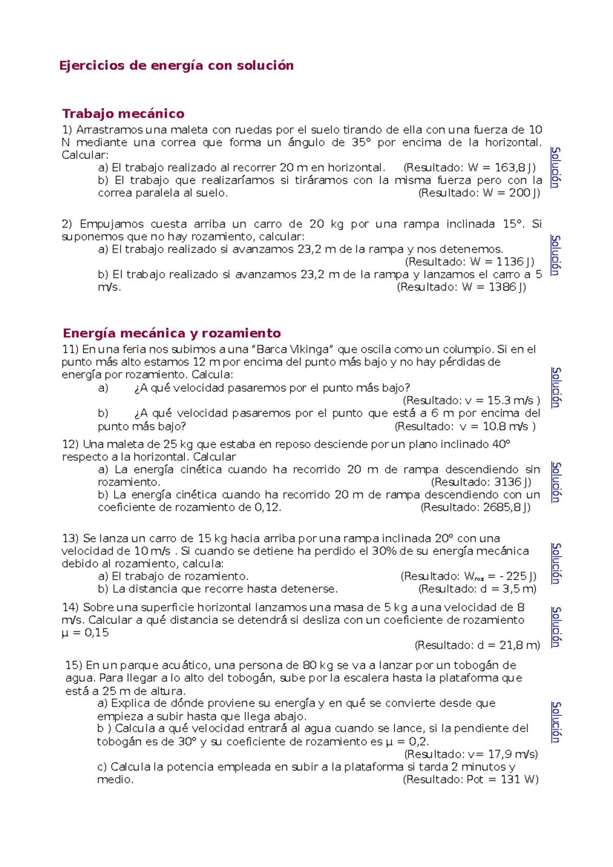 Ejercicios Energia Con Solucion (1) - Ejercicios De Energía Con ...