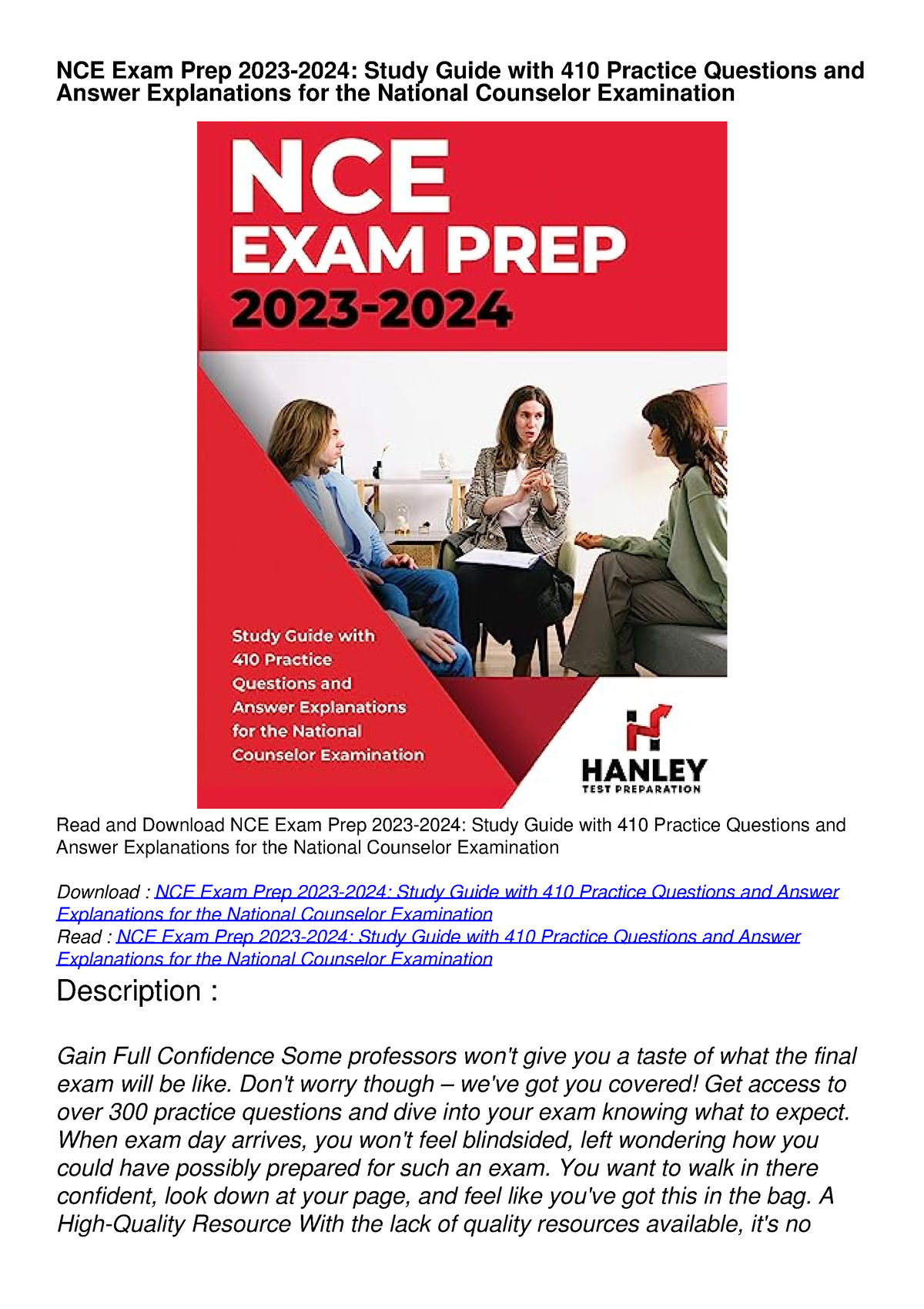 PDF READ ONLINE NCE Exam Prep 2023 2024 Study Guide With 410   Thumb 1200 1698 