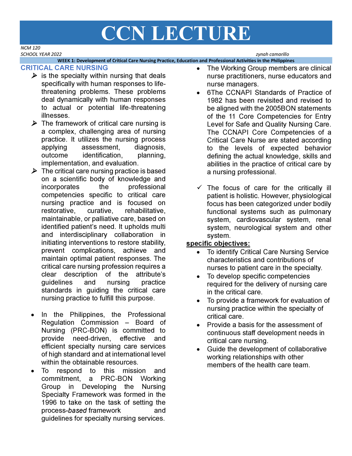 Development Of Critical Care Nursing Practice Education And ...