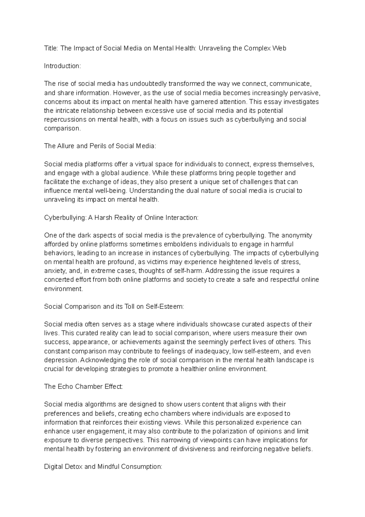 The Impact of Social Media on Mental Health Unraveling the Complex Web