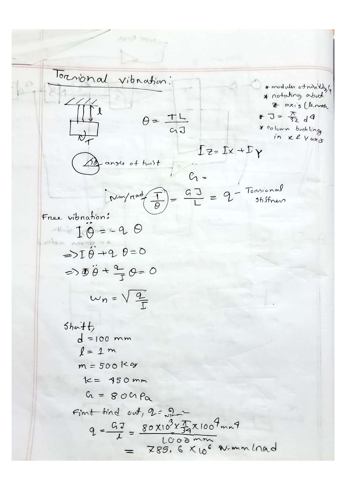 Torsional Vibration Note - Engineering Mechanics - Studocu