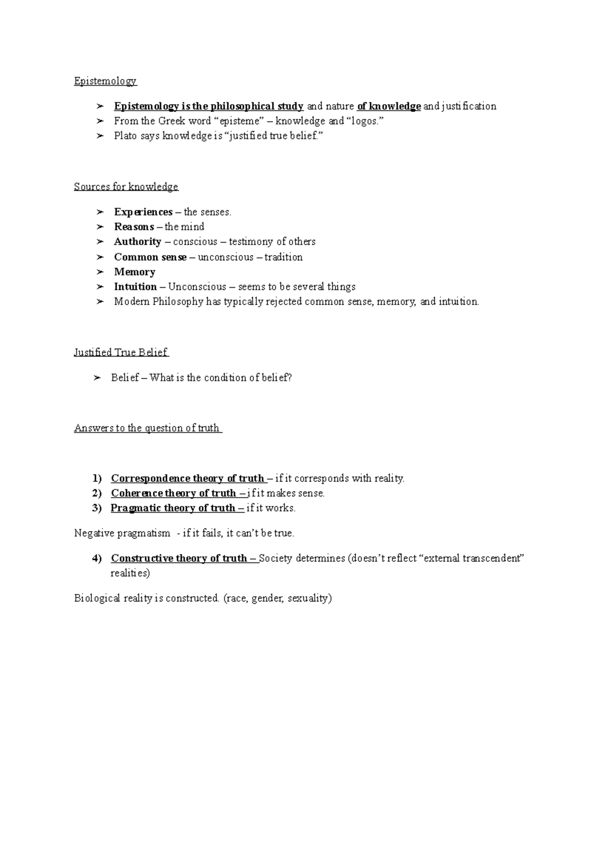 EXAM 2 Materials - Lecture Notes - Epistemology and Justified True ...