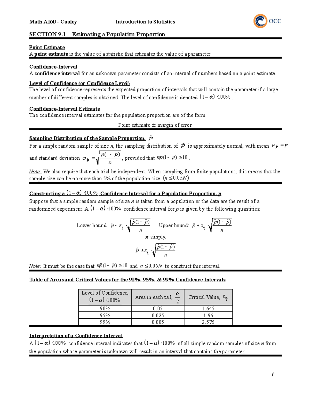 Math160 - Lecture notes 9.1 - Math A160 - Cooley Introduction to ...
