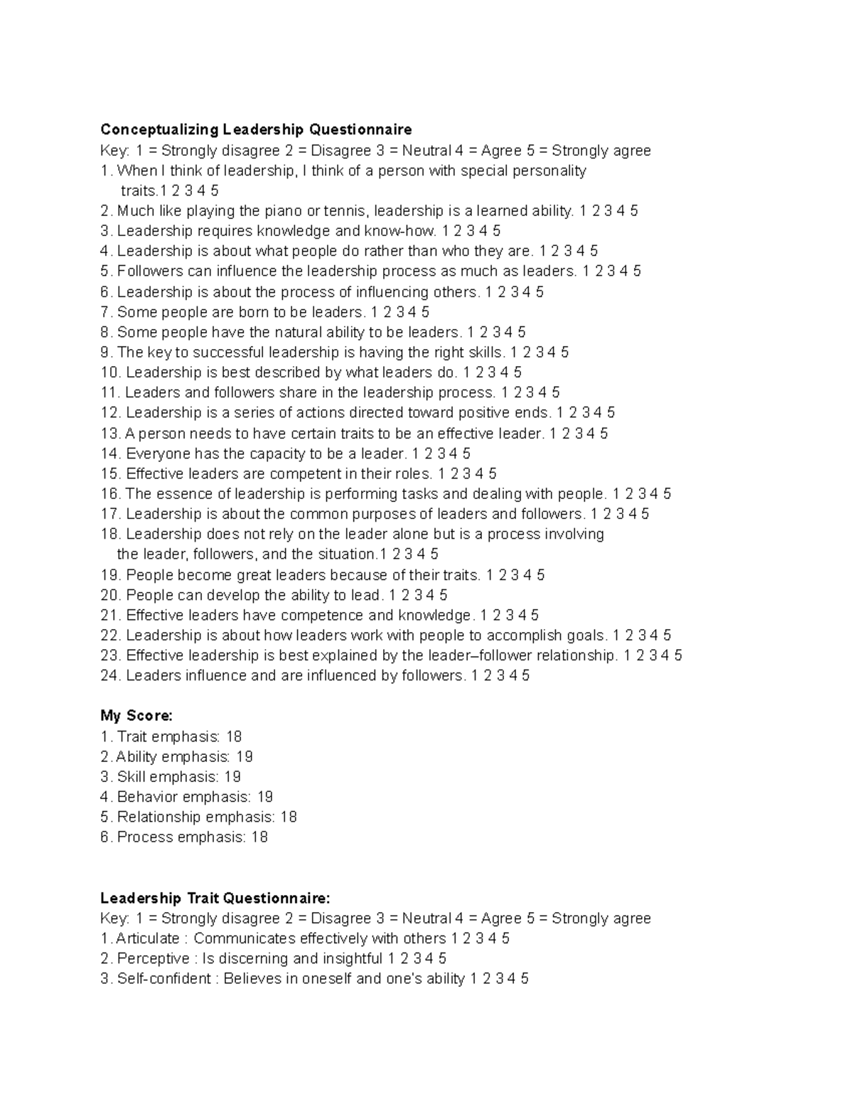 Conceptualizing Leadership Questionnaire - Specialized knowledge: I've ...
