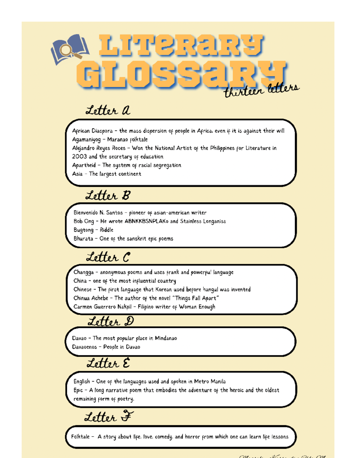 Literary Glossary (Individual) Electrical Engineering Studocu