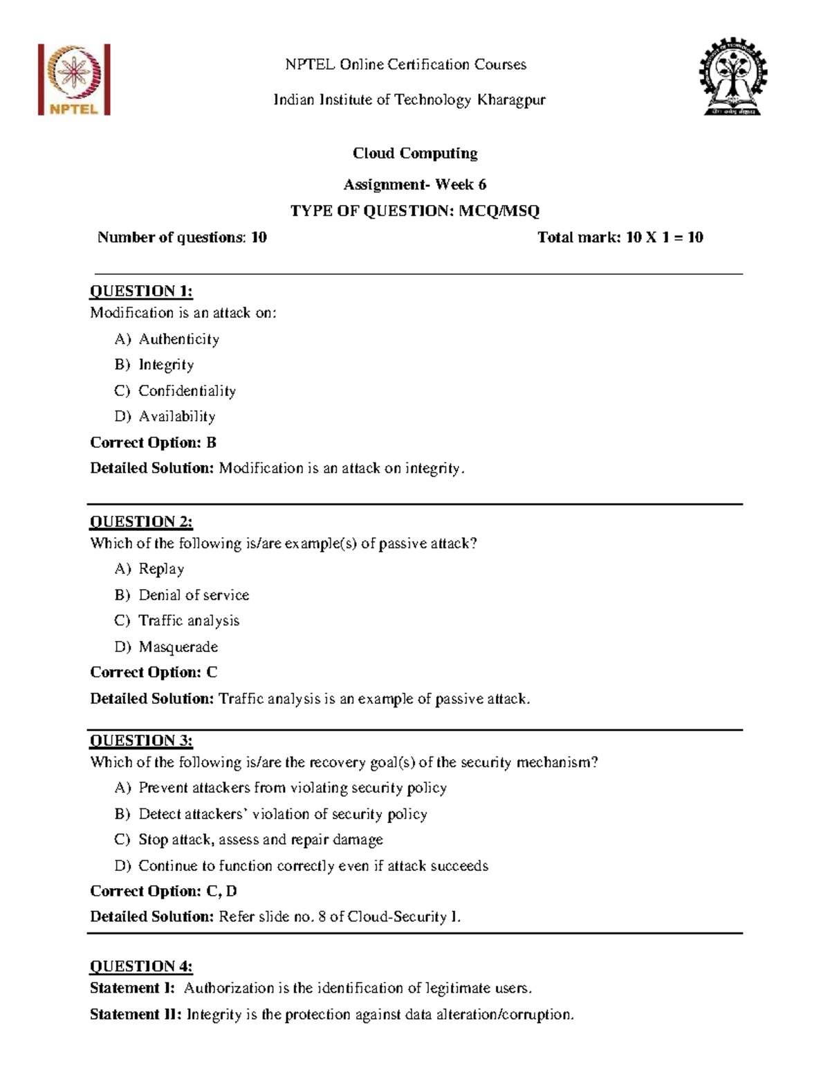 Assignment 6 Solution - Cloud computing Assingments - Indian Institute ...