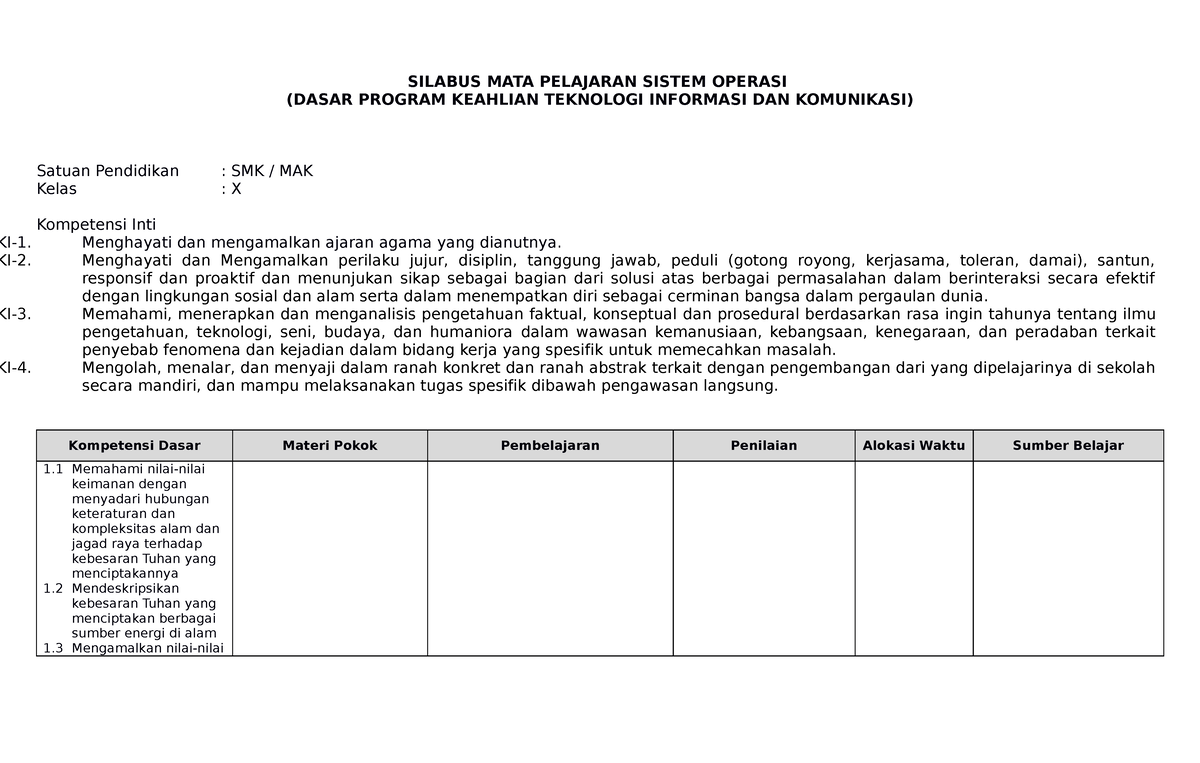 Sil8 - dewsfw - SILABUS MATA PELAJARAN SISTEM OPERASI (DASAR PROGRAM ...