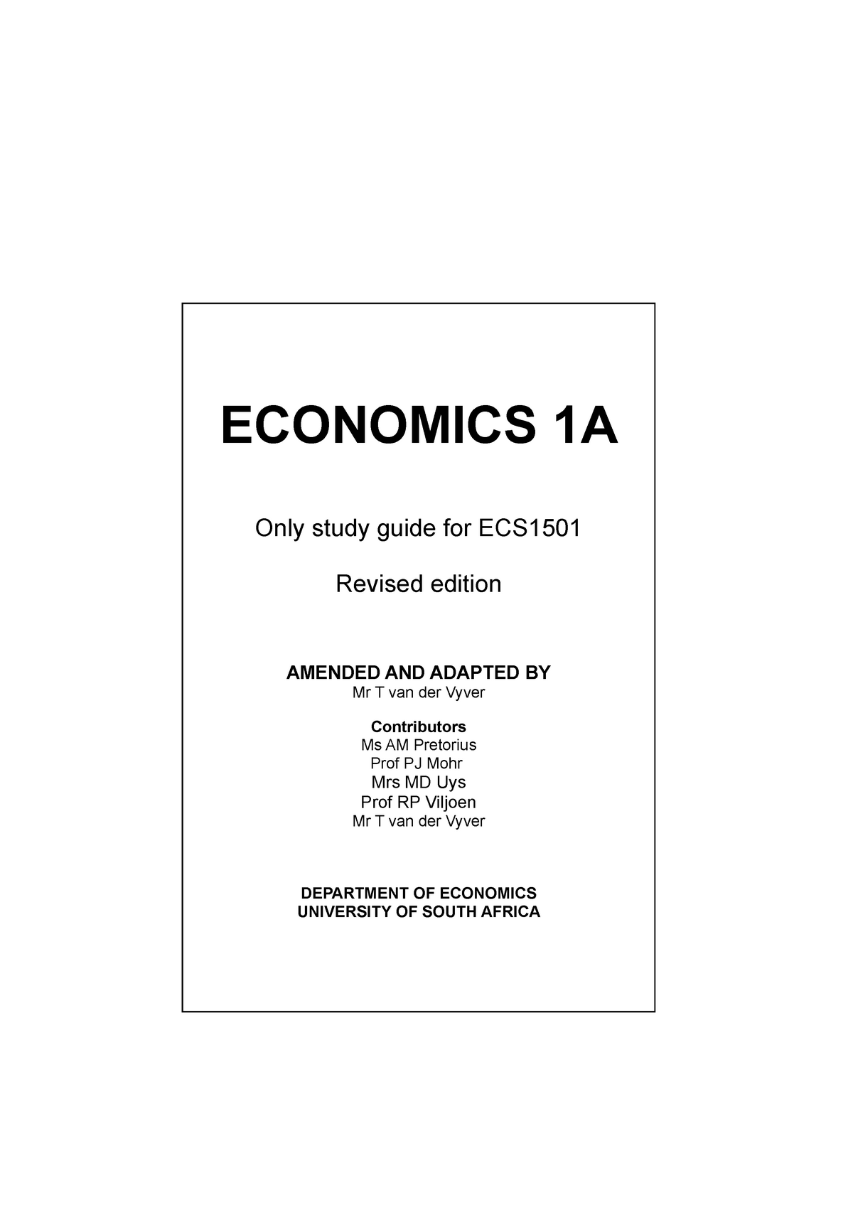 economics 1a assignment answers