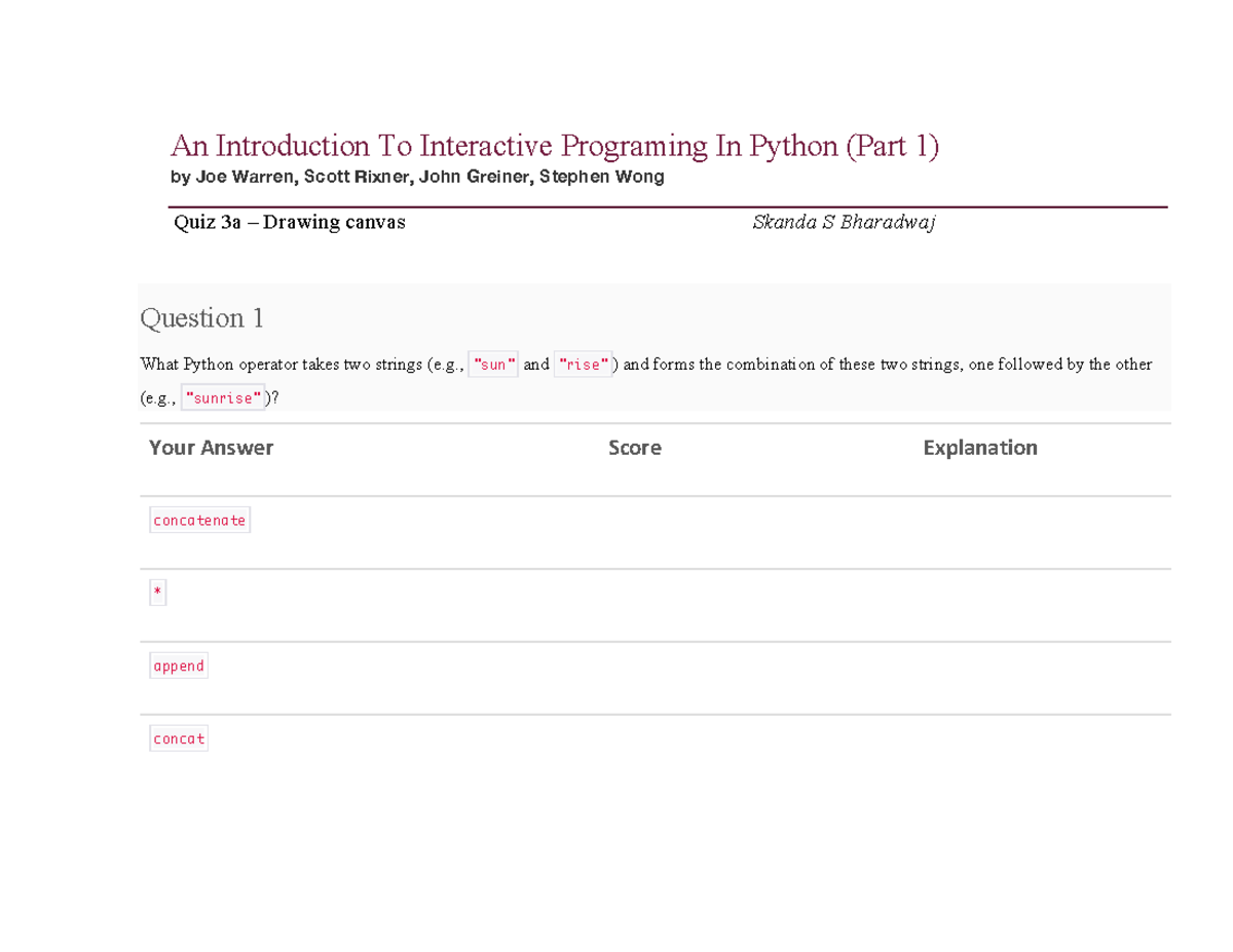 Quiz 3a - Drawing canvas - An Introduction To Interactive Programing In ...