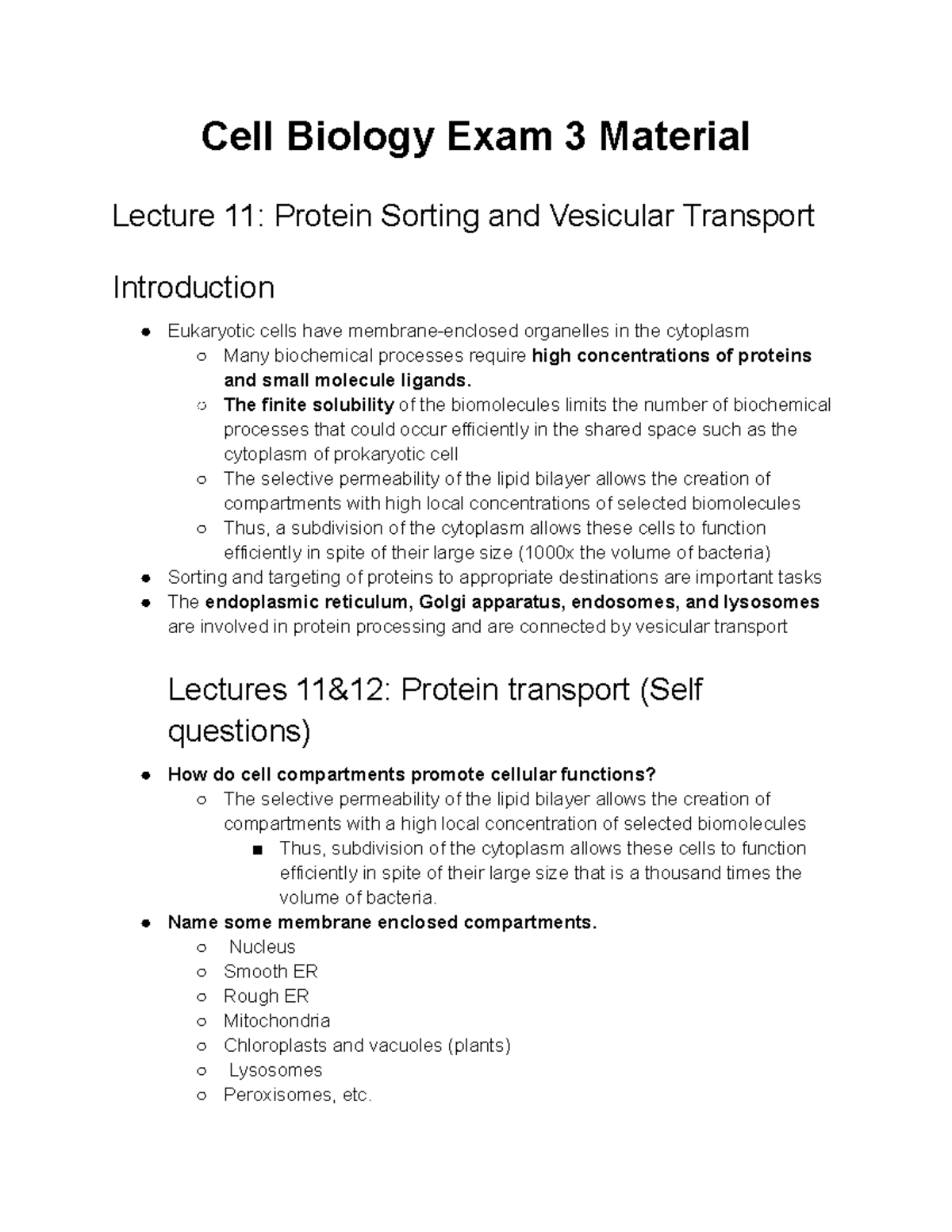 Cell Biology Exam 3 Study Guide - Cell Biology Exam 3 Material Lecture ...