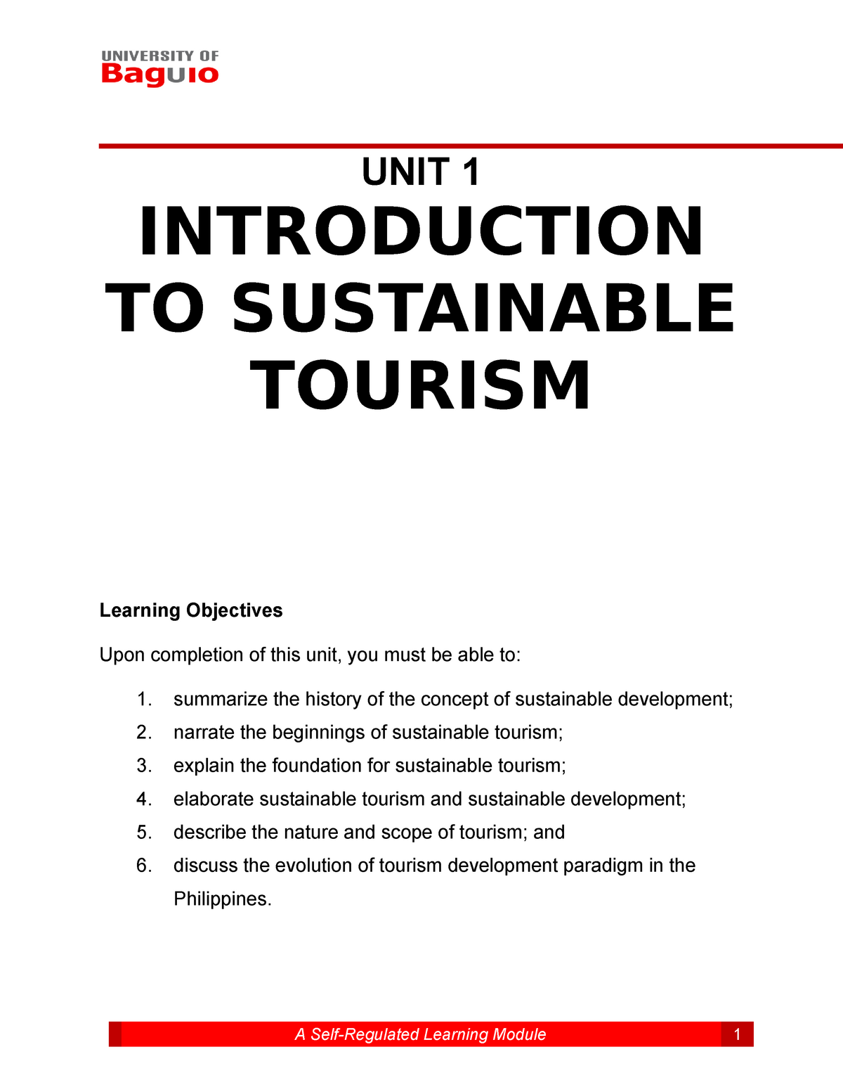 sustainable tourism reflection essay