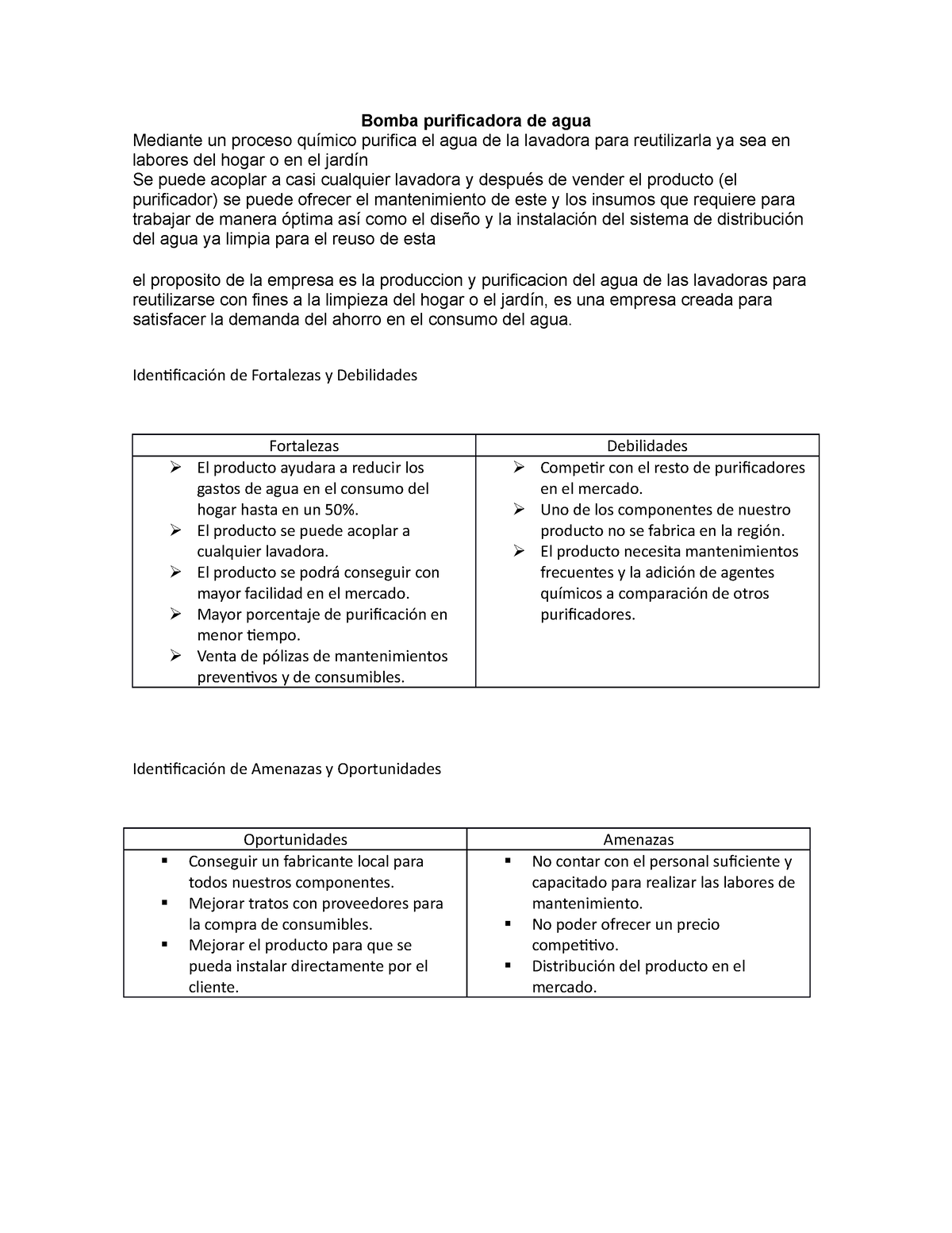 FODA Bomba purificadora de agua - Bomba purificadora de agua Mediante un  proceso químico purifica el - Studocu