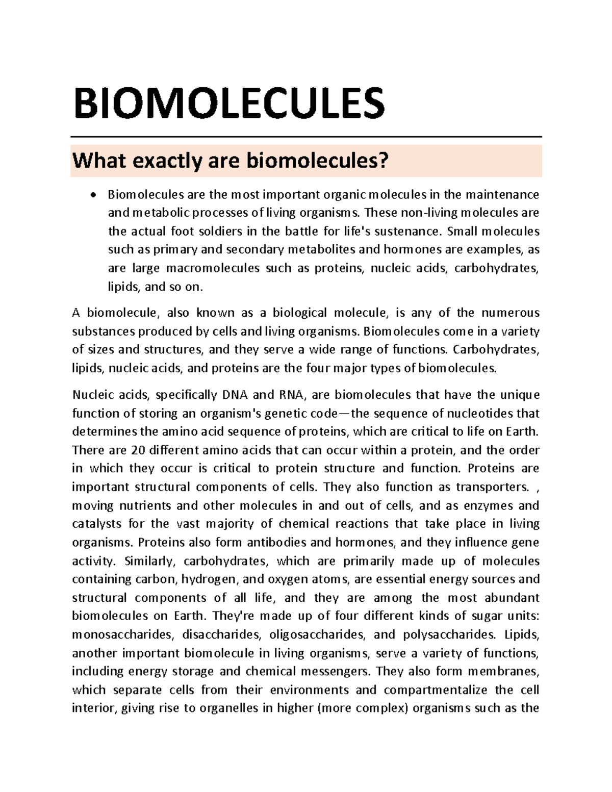 research articles about biomolecules