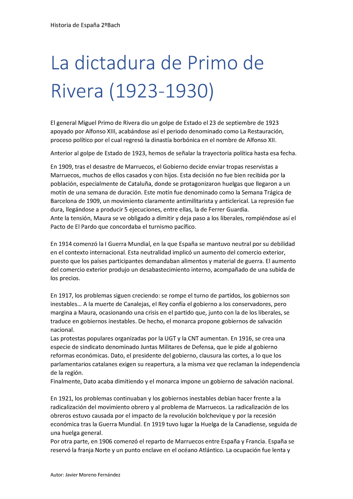 La Dictadura De Primo De Rivera - Historia De España 2ºBach Autor ...