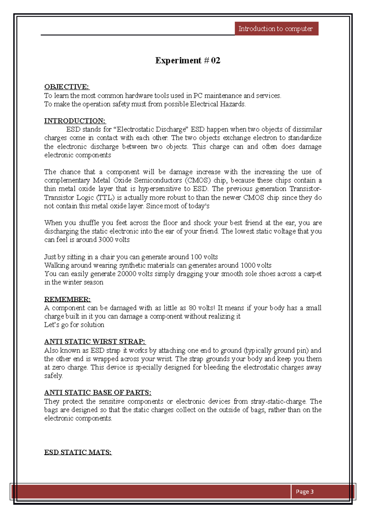 Lab2 To learn the most common hardware tools used in PC maintenance