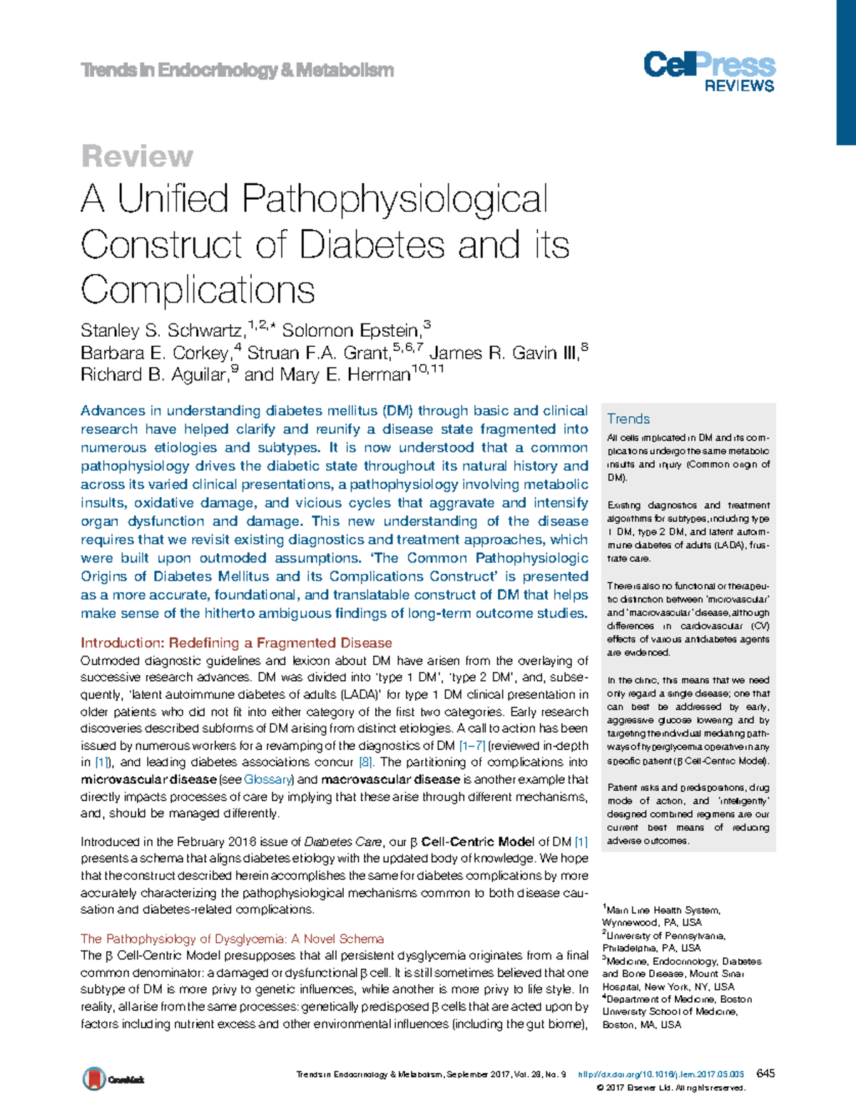 Diabetes Mellitus 1 - Review A Unified Pathophysiological Construct of ...