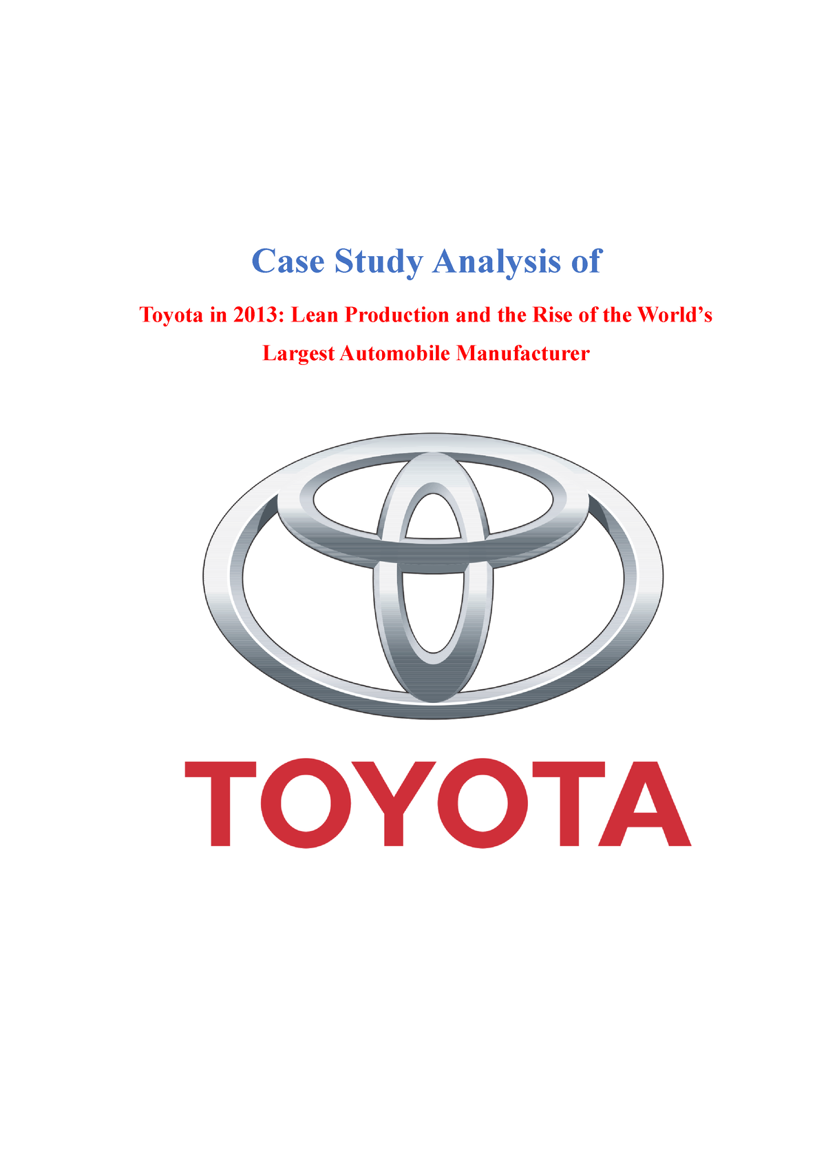 toyota benchmarking case study pdf