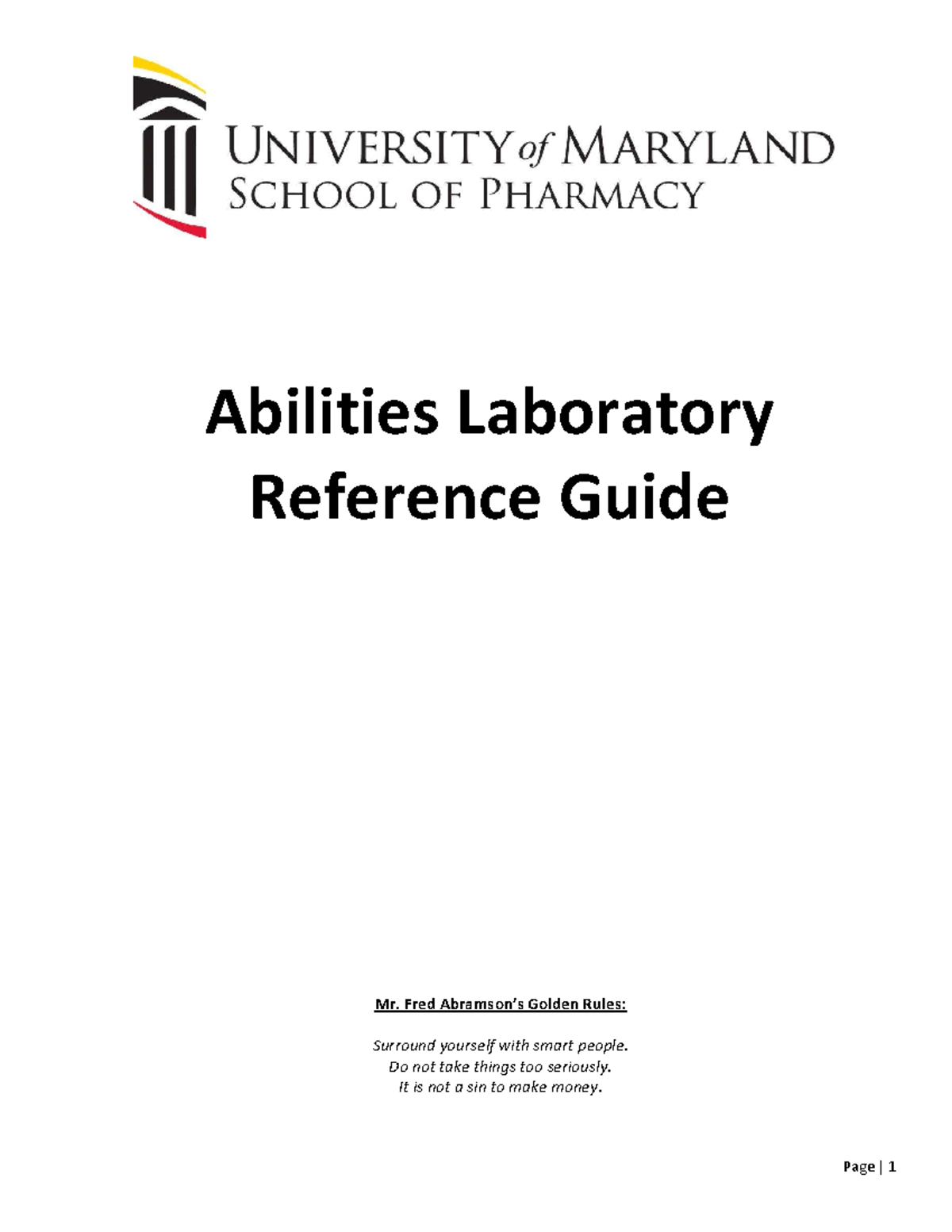 ABL Reference Guide Abilities Laboratory Reference Guide Mr. Fred