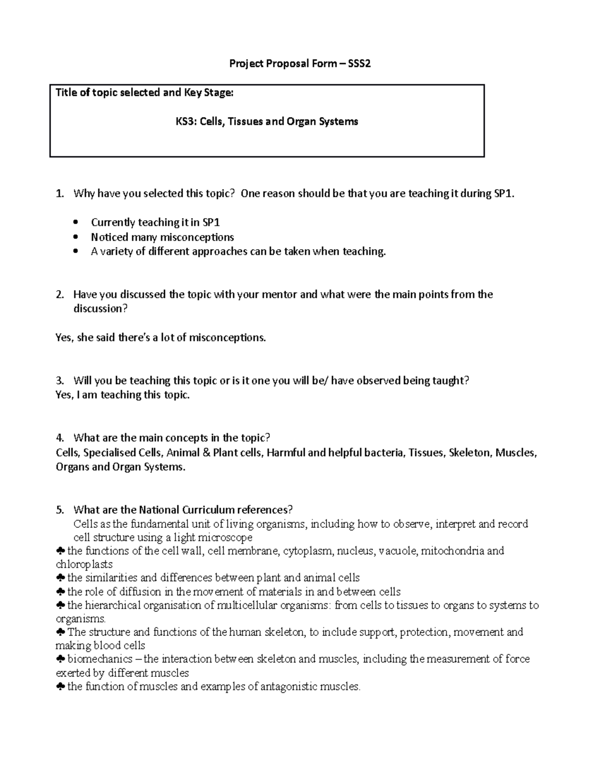 Project Proposal Form SSS2 2 - Project Proposal Form – SSS Title of ...