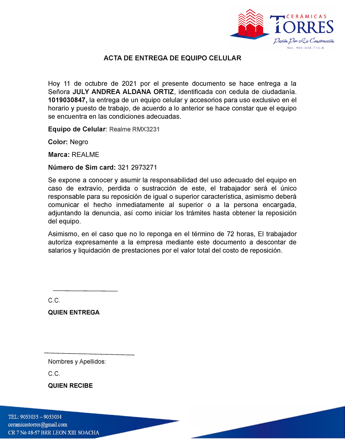 Acta De Entrega De Equipo De Celular Docx Act Vrogue Co