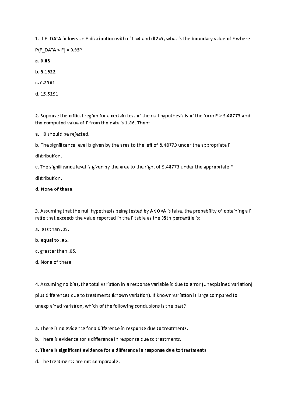 Anova questions for practice. practical - If F_DATA follows an F ...