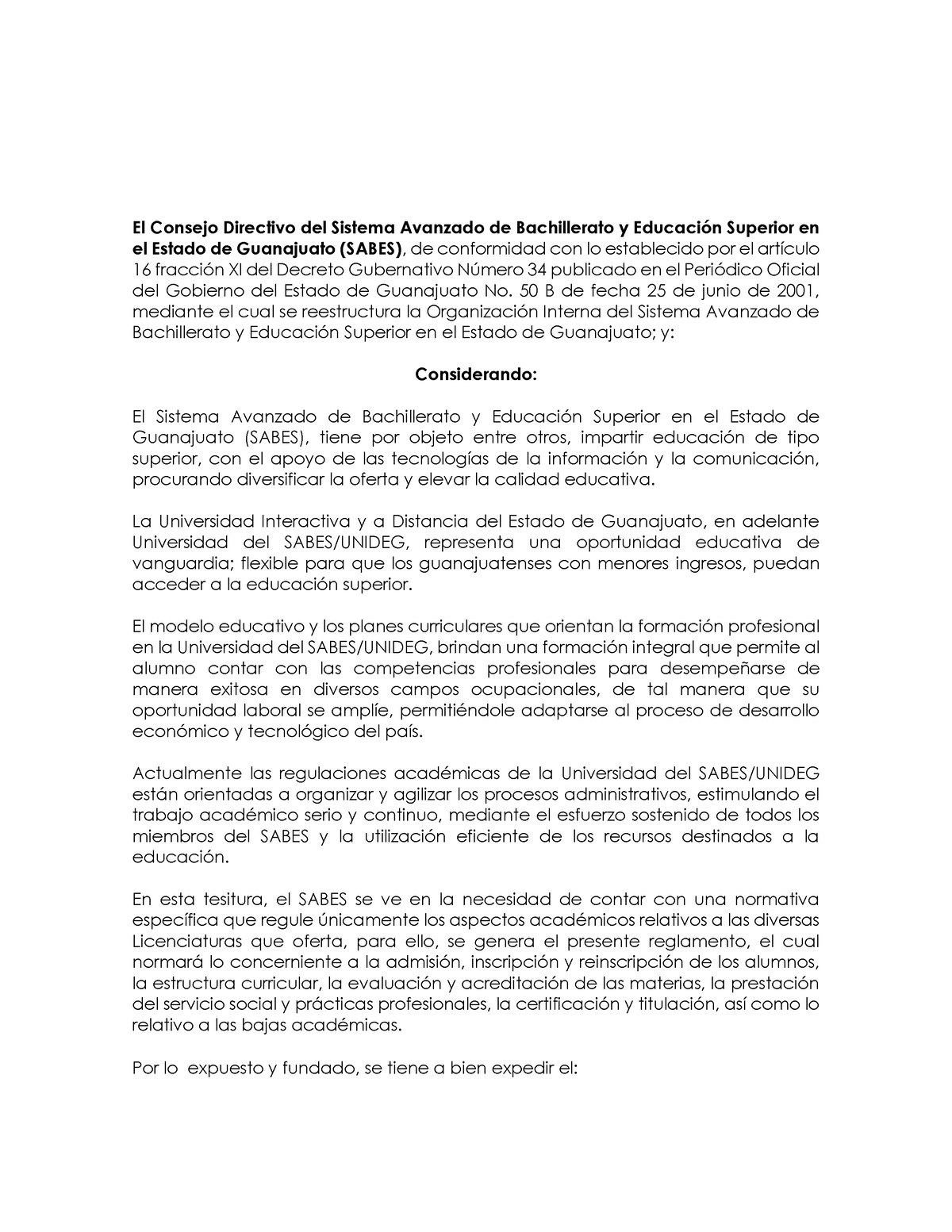 Reglamento Academico De Licenciaturas De La Universidad Interactiva Y A ...