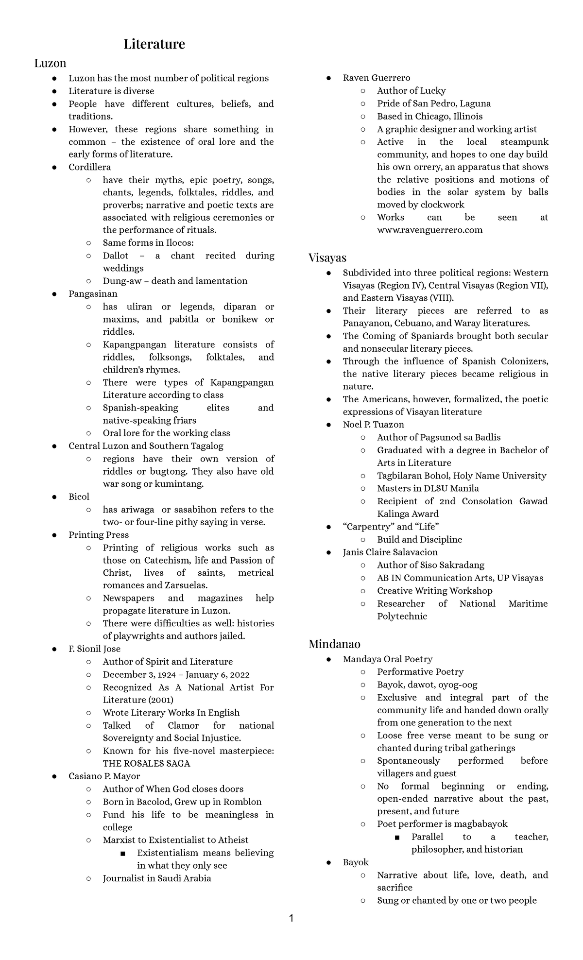 Literature reviewer - Literature Luzon Luzon has the most number of ...