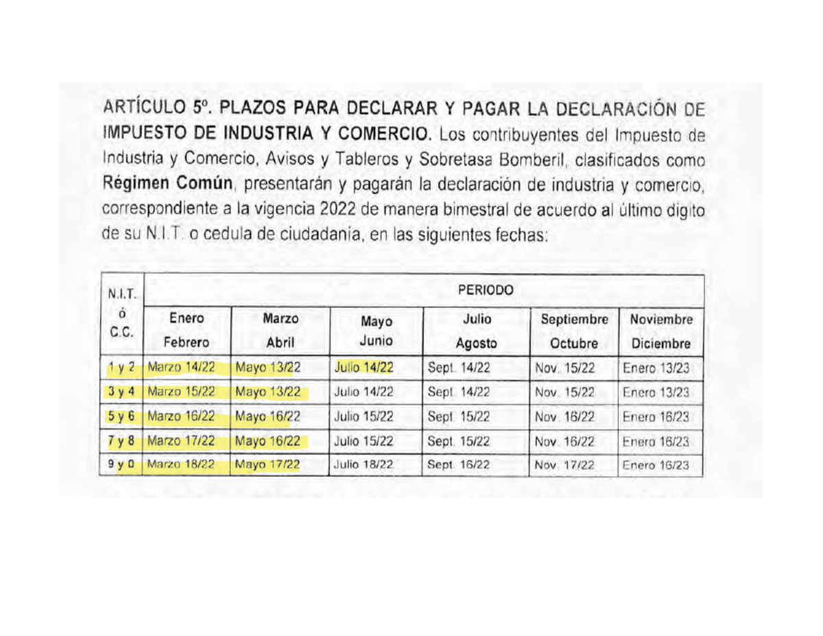 Calendario 2022 ICA Sincelejo Control de calidad Studocu